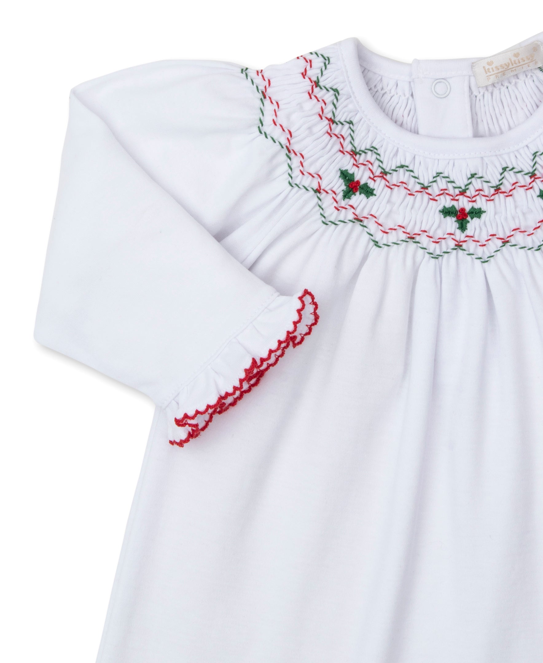 CLB Holiday Medley 24 White Hand Smocked Mistletoe Dress Set