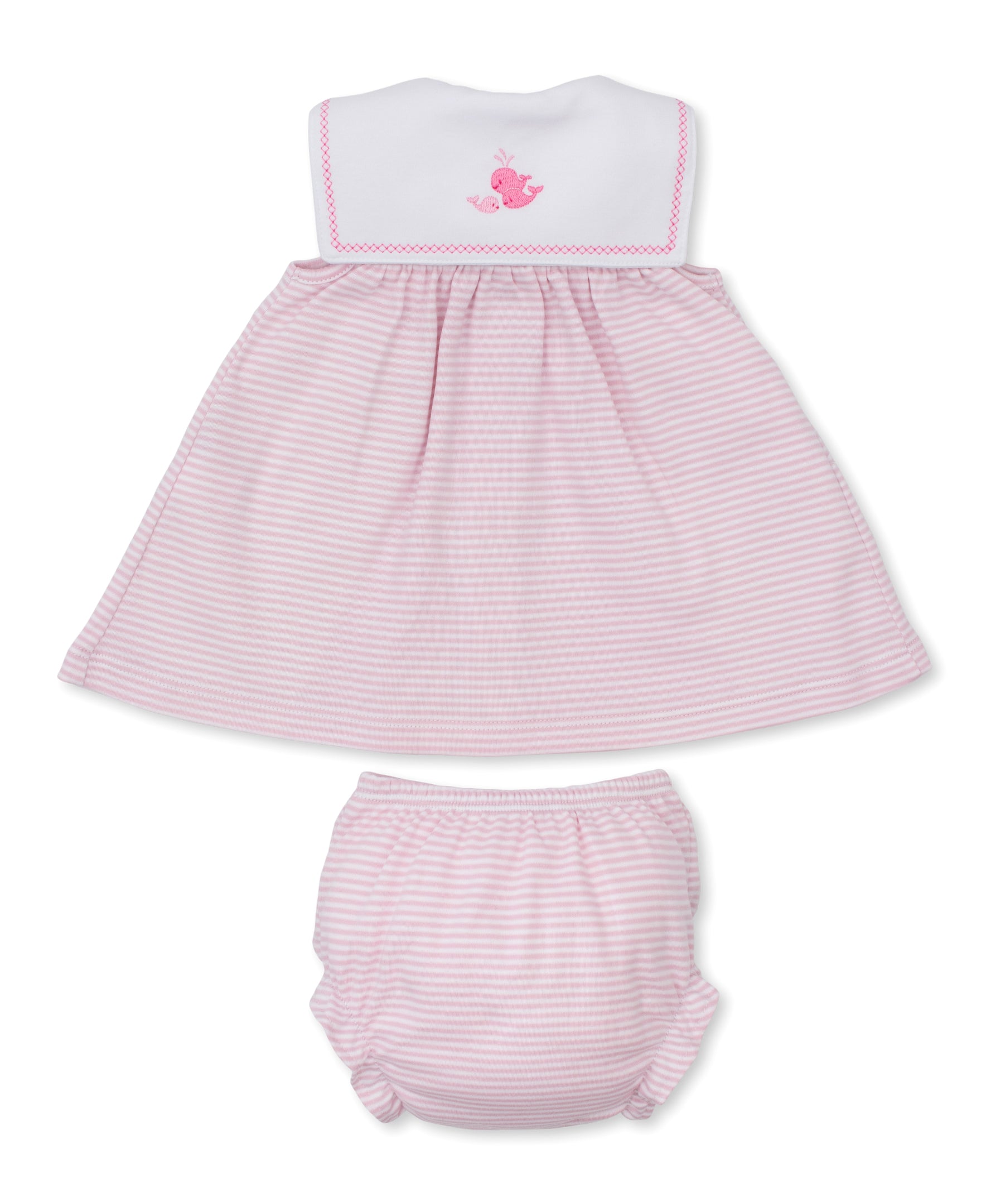 Whale Wonder Pink Stripe Dress Set - Kissy Kissy