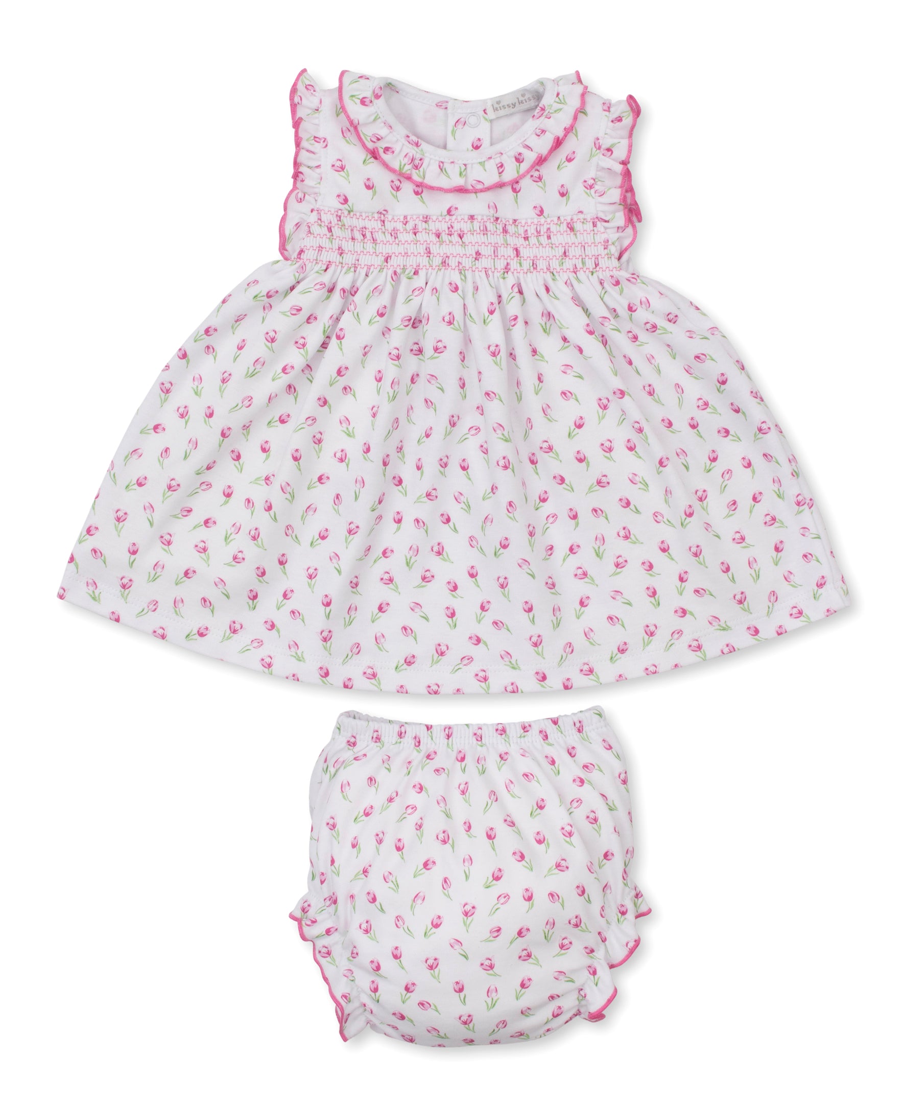 Tulip Blossoms White Smocked Dress Set - Kissy Kissy