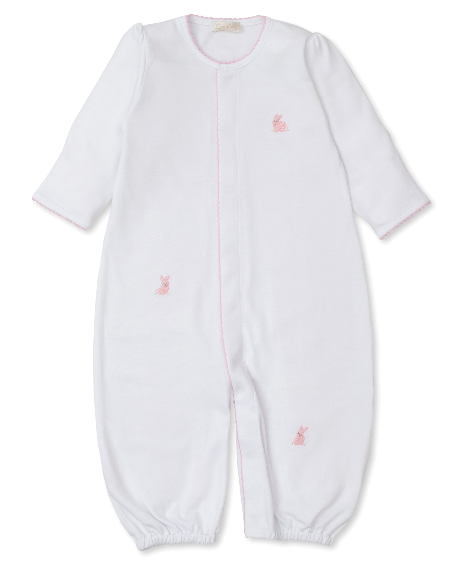 Premier Cottontail Hollows White/Pink Hand Emb. Conv. Gown - Kissy Kissy