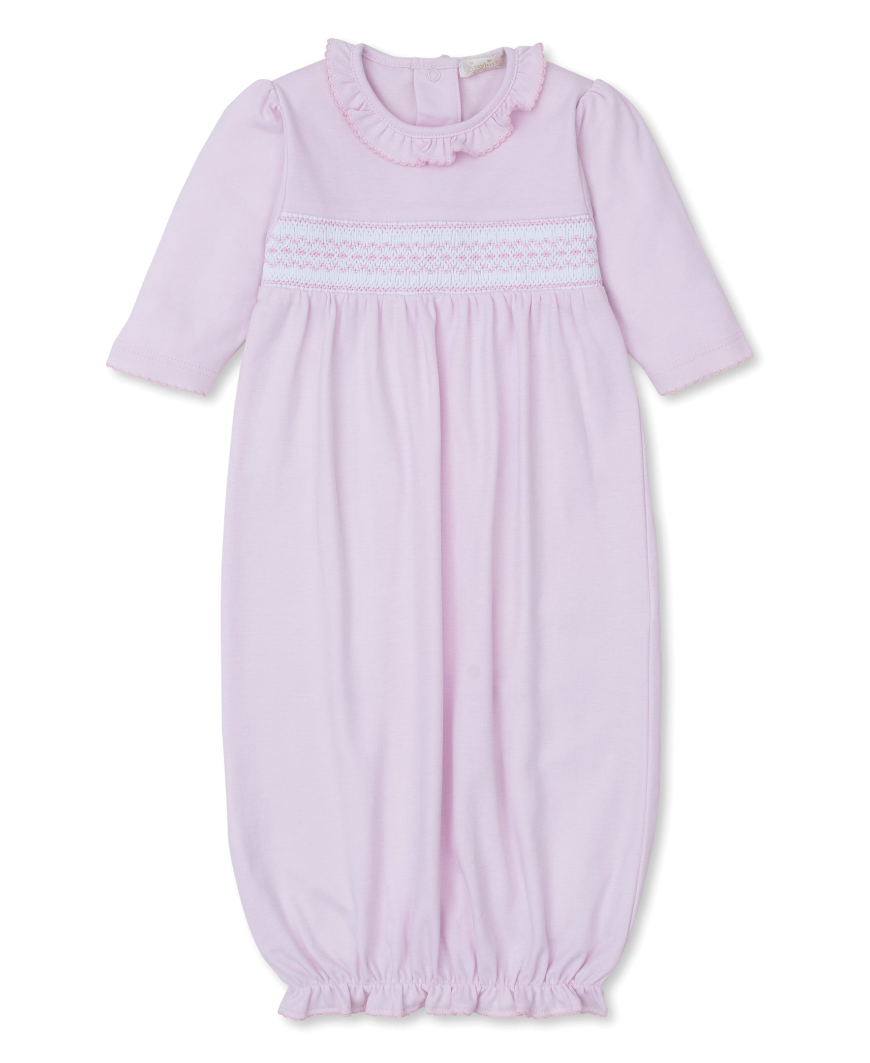 CLB Fall 24 Pink Hand Smocked Sack Gown - Kissy Kissy