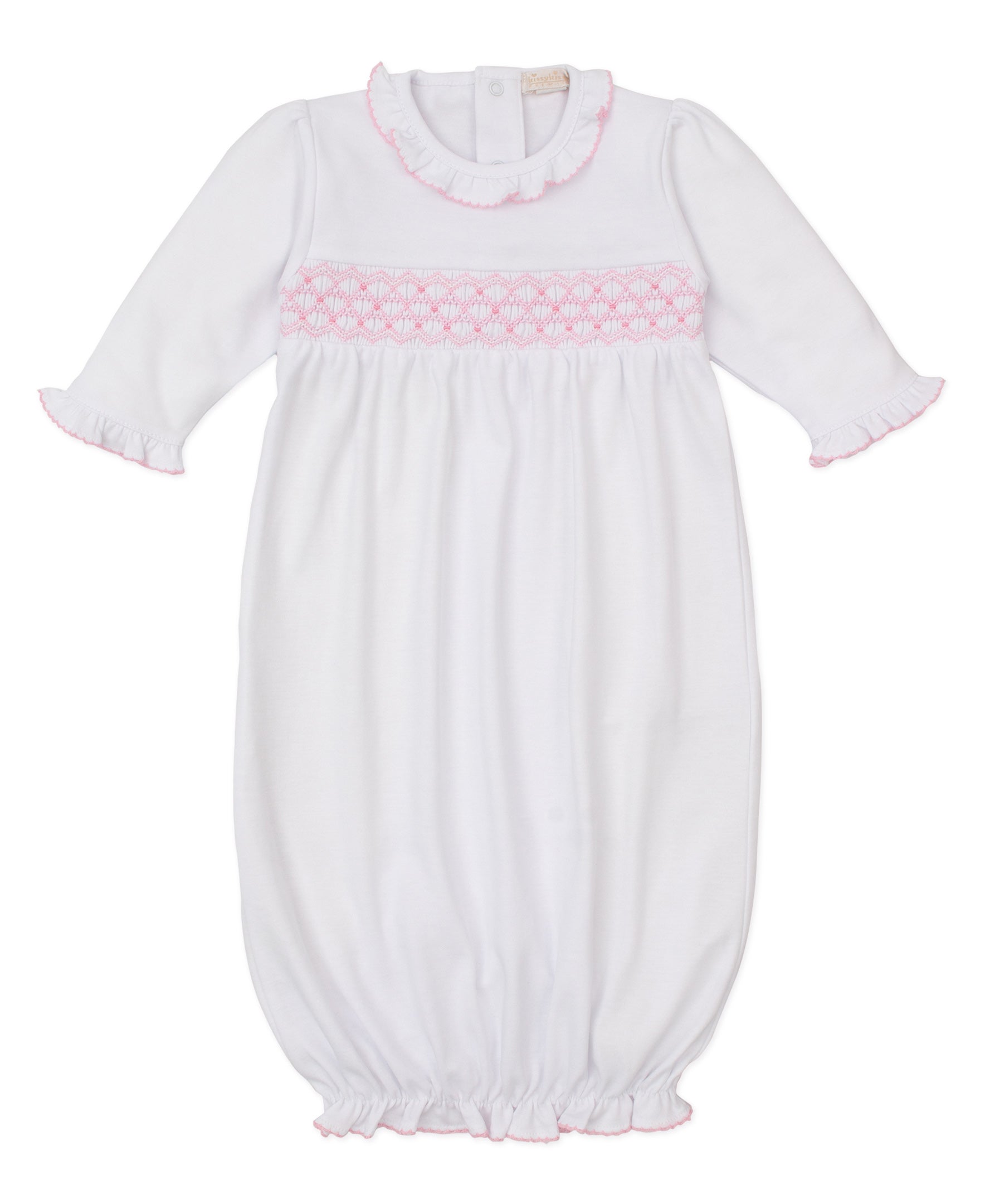 CLB Summer 25 White/Pink Hand Smocked Sack - Kissy Kissy