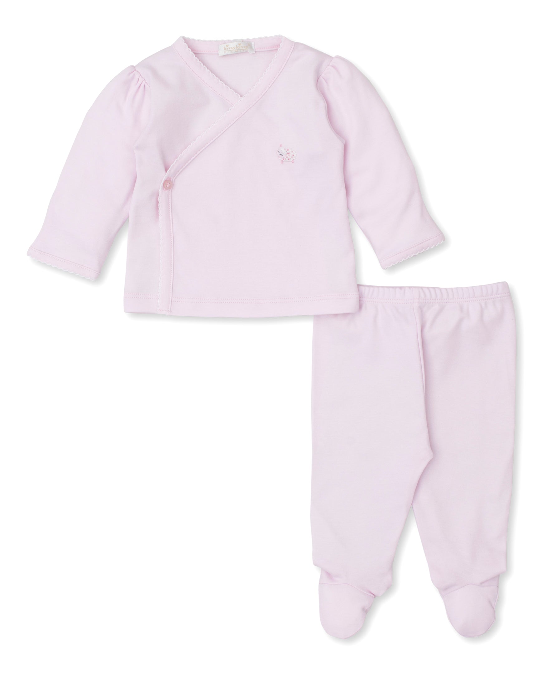 SCE Fleecy Sheep Pink Hand Emb. Footed Pant Set