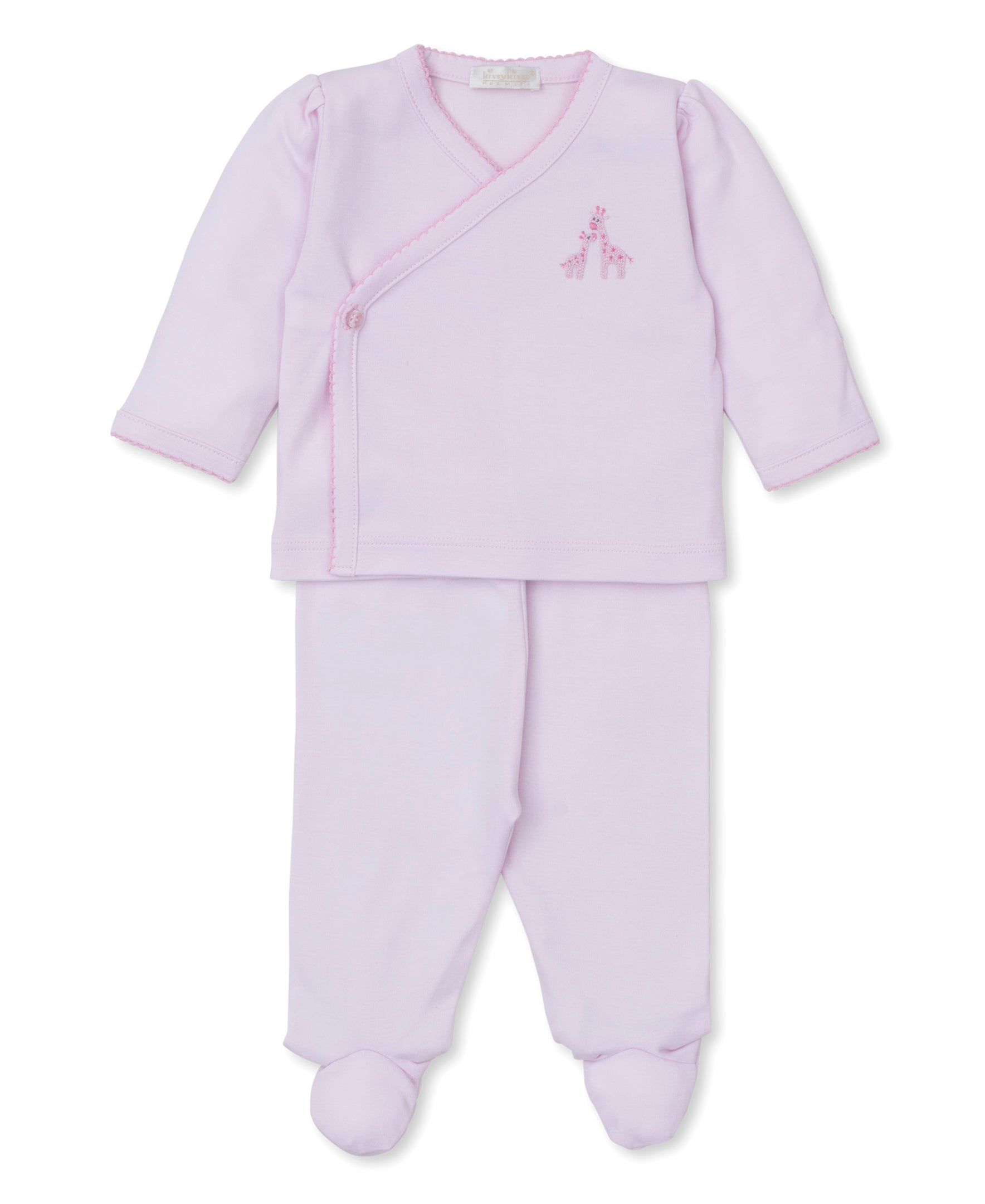 Premier Giraffe Glee Pink Hand Emb Footed Pant Set - Kissy Kissy