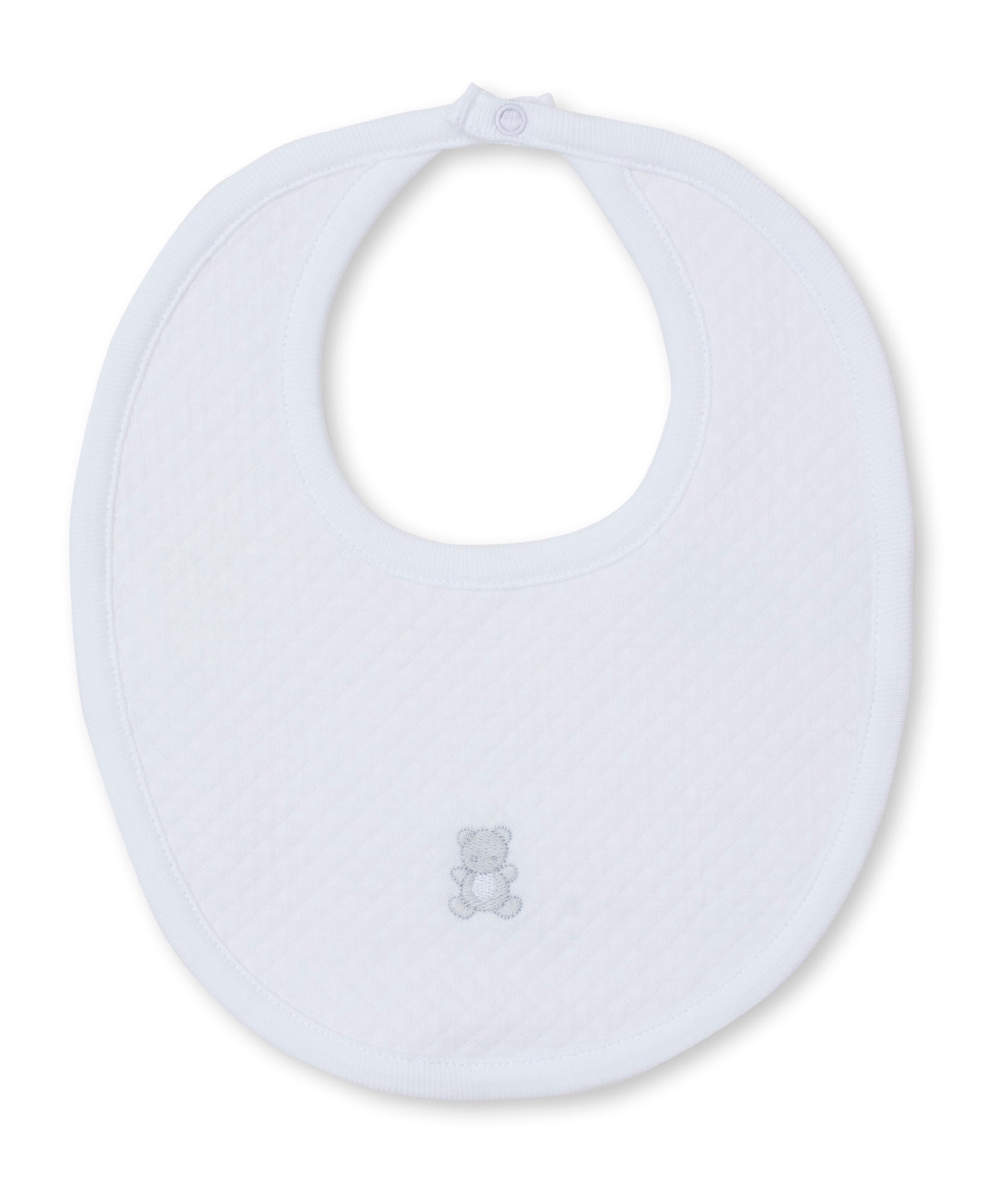 Baby Bear Cub White Jacquard Bib