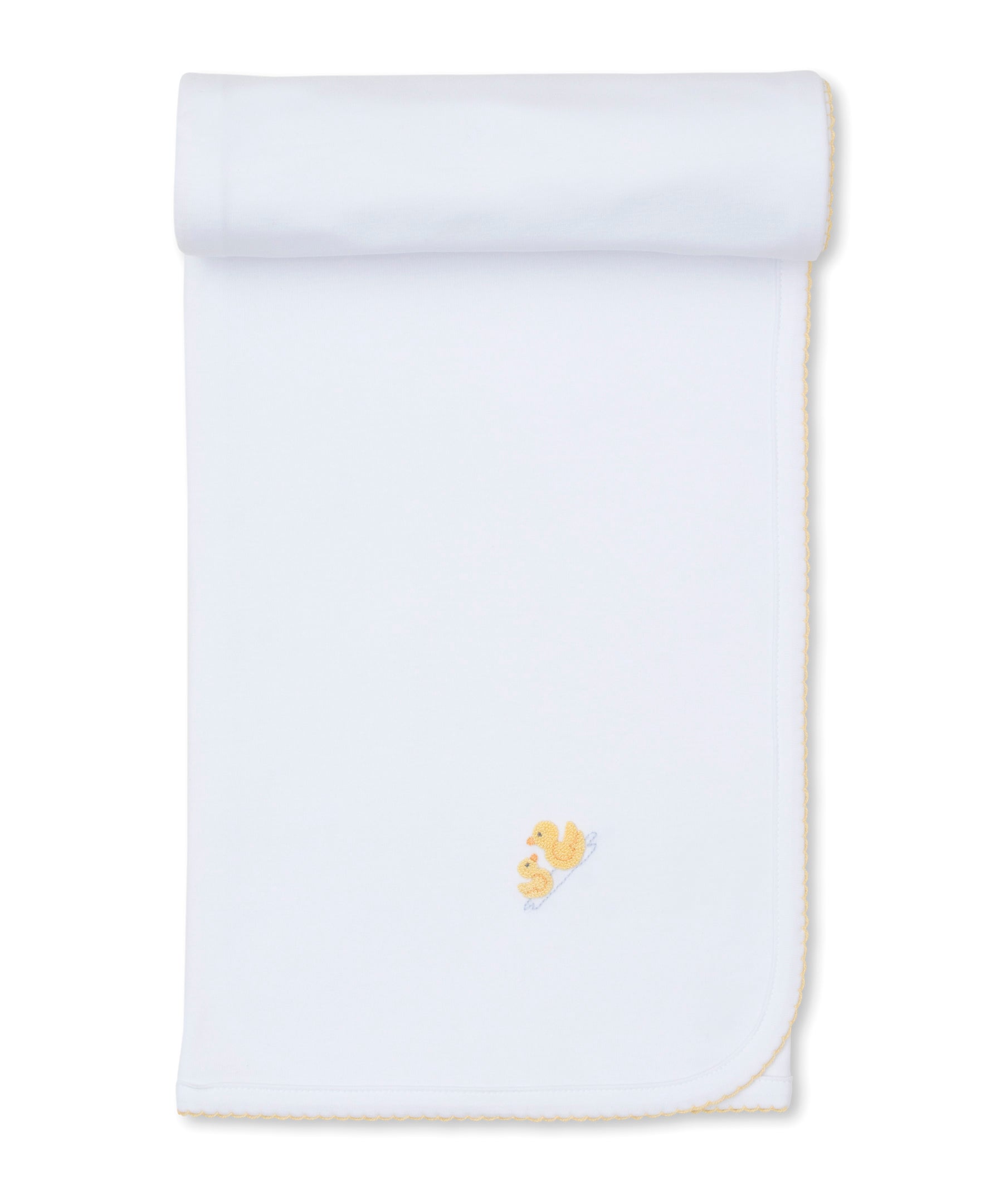 Premier Duckling Hand Emb. White/Yellow Blanket