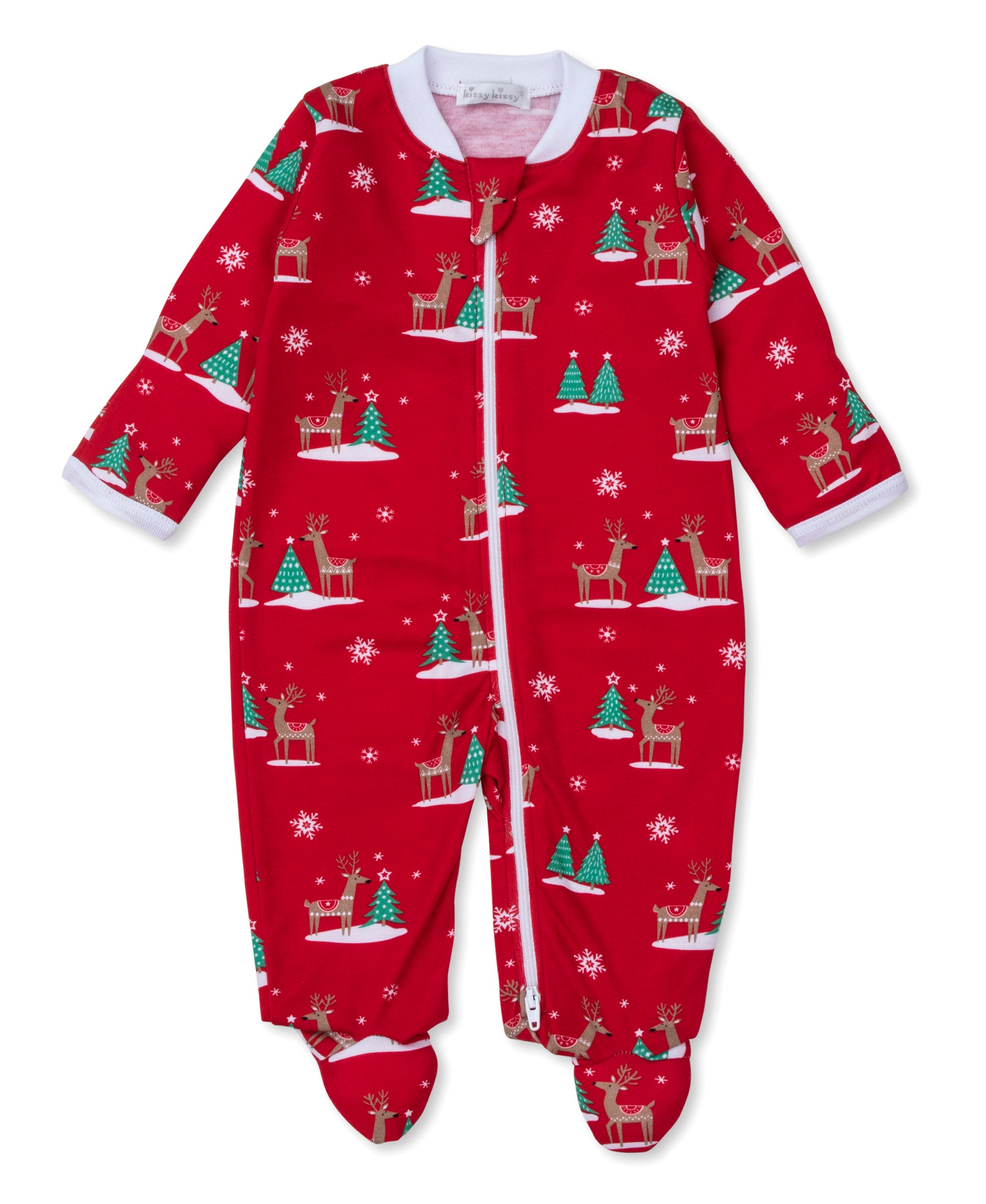 Holiday Reindeer Zip Footie - Kissy Kissy