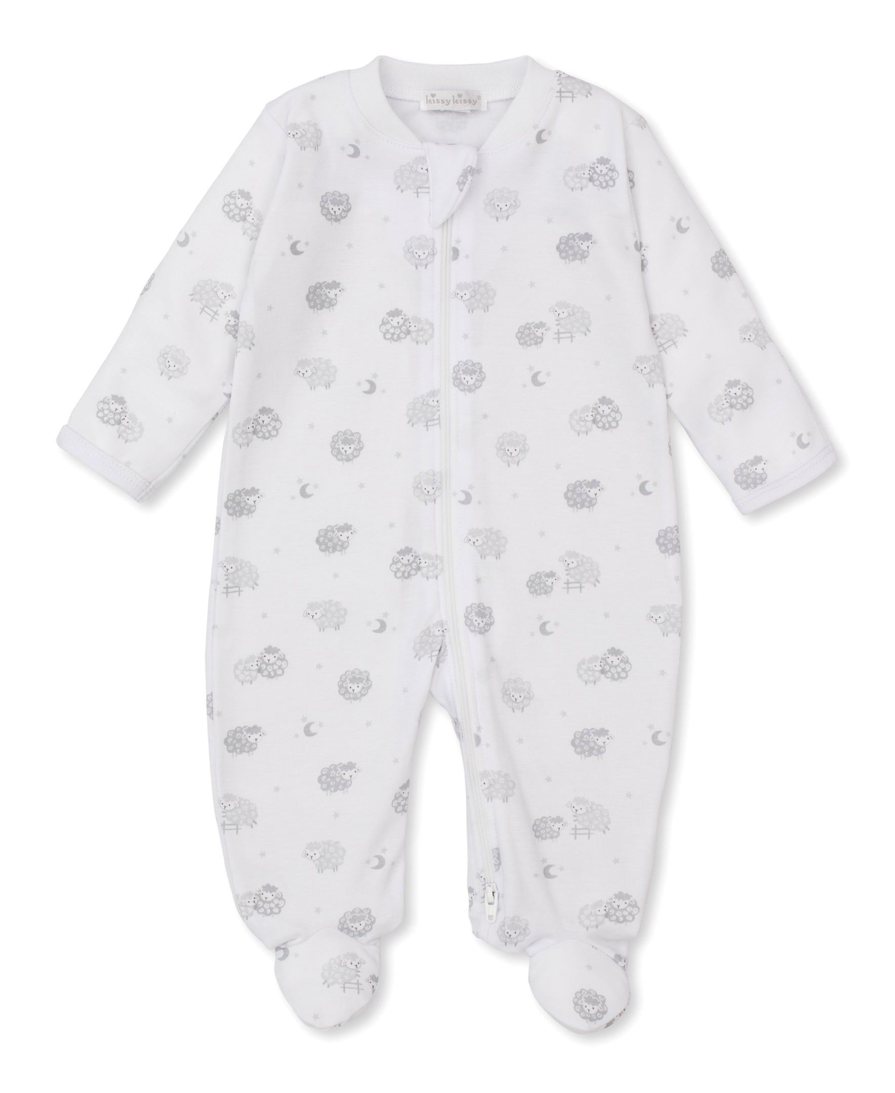 Baa Baa Baby Sheep Silver Zip Footie - Kissy Kissy