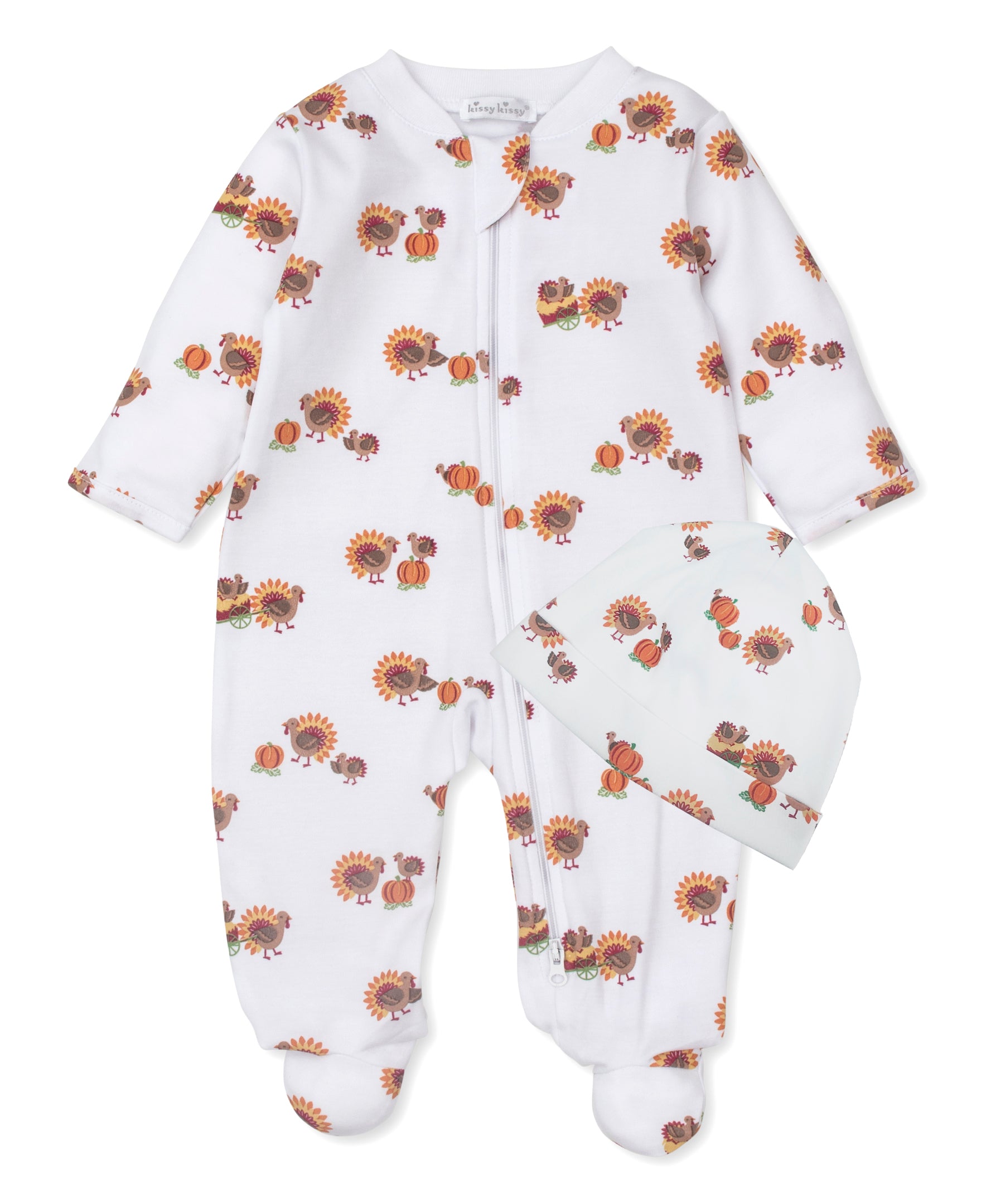 Gobble Gobble Zip Footie & Hat Set - Kissy Kissy