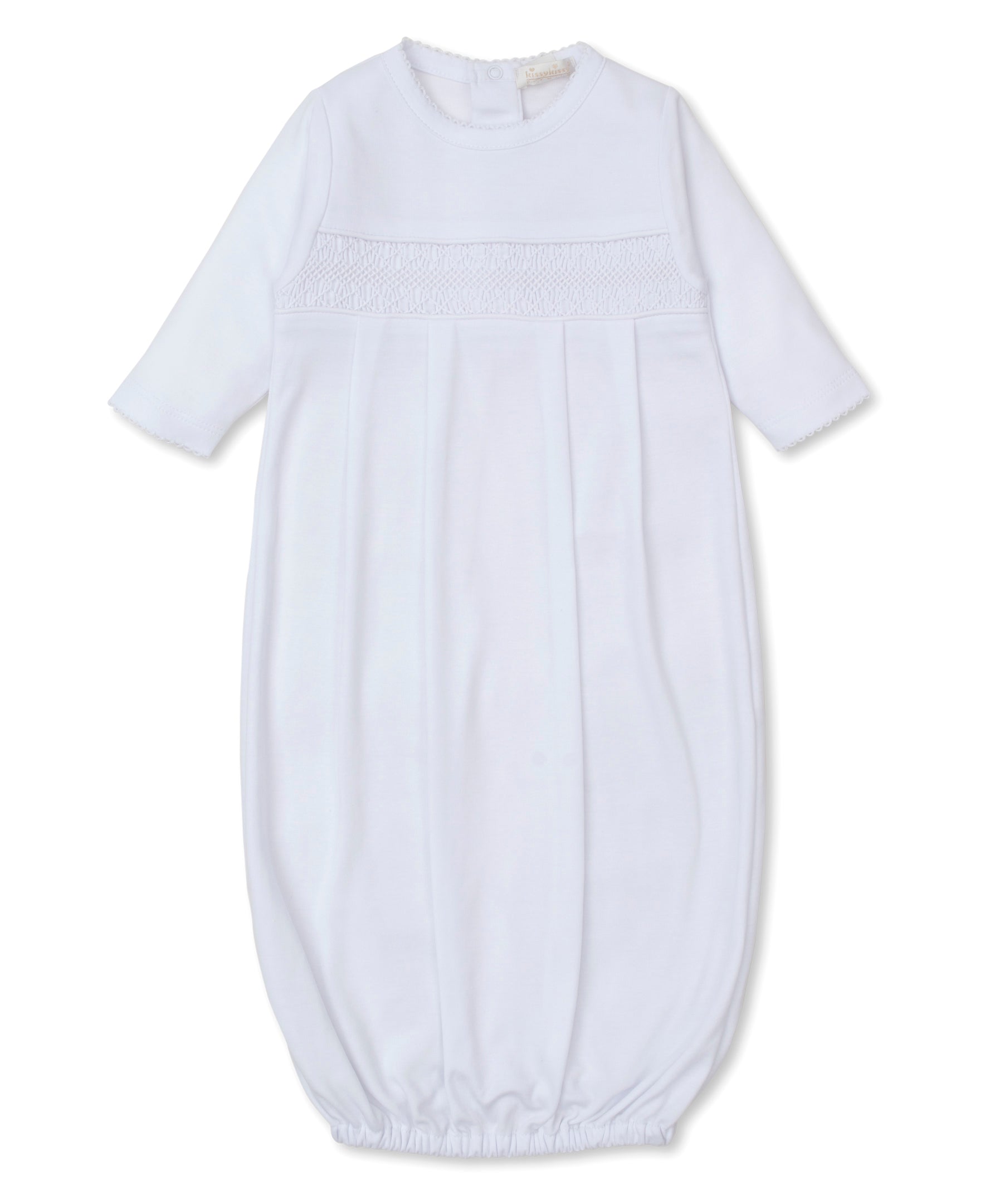 Hand Smocked CLB Charmed White Sack Gown - Kissy Kissy