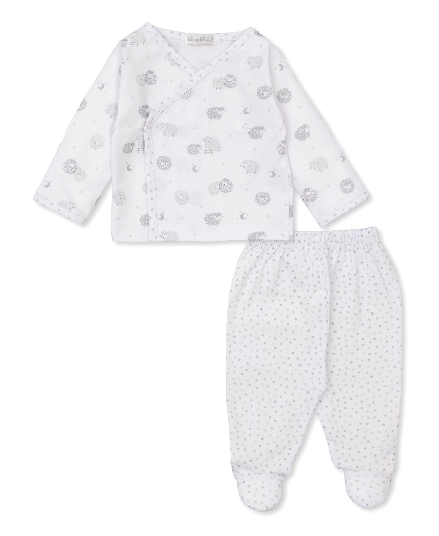 Baa Baa Baby Sheep Silver Footed Pant Set - Kissy Kissy