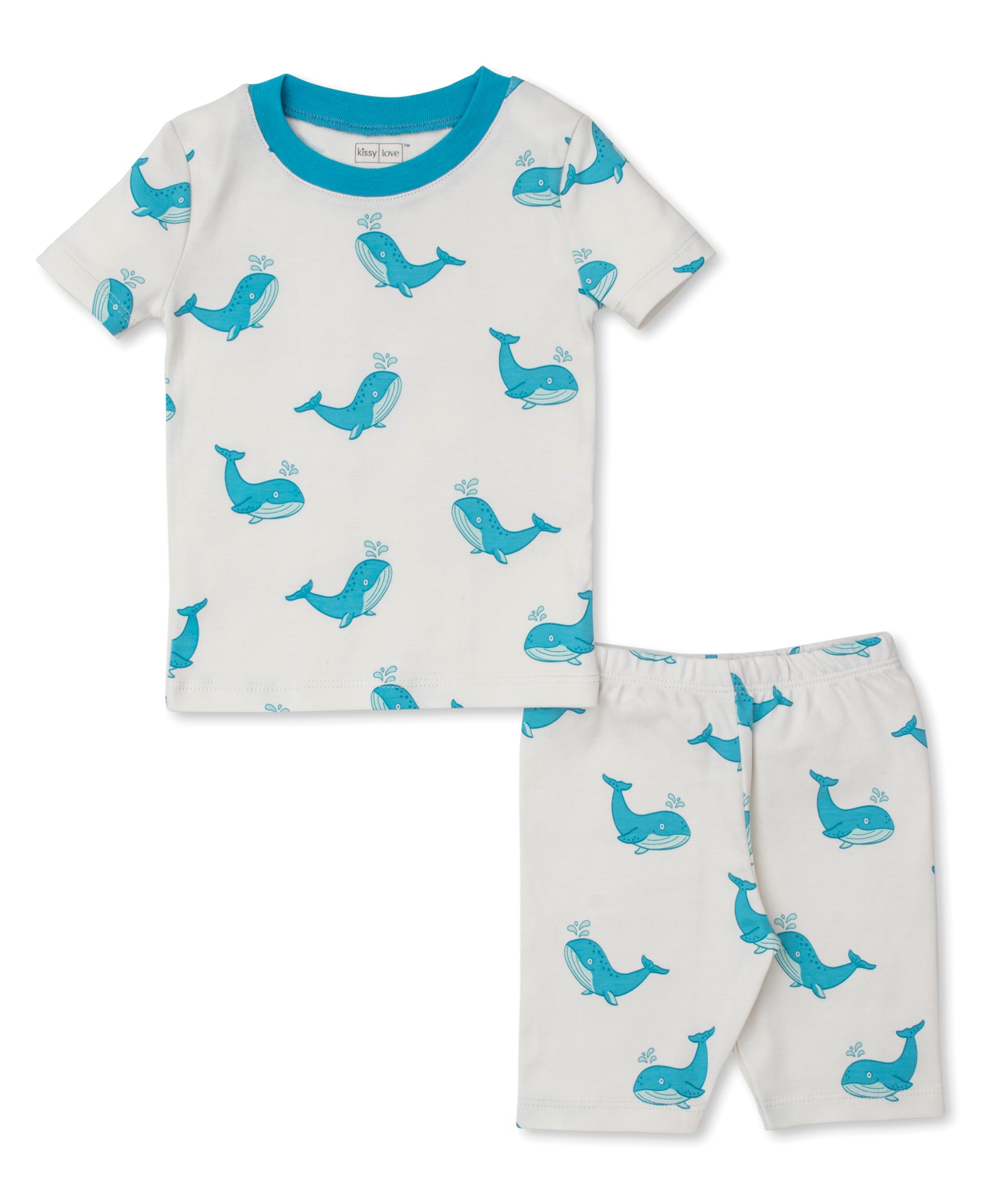 Kissy Love Whale Antics Blue Toddler Short Pajama Set - Kissy Kissy