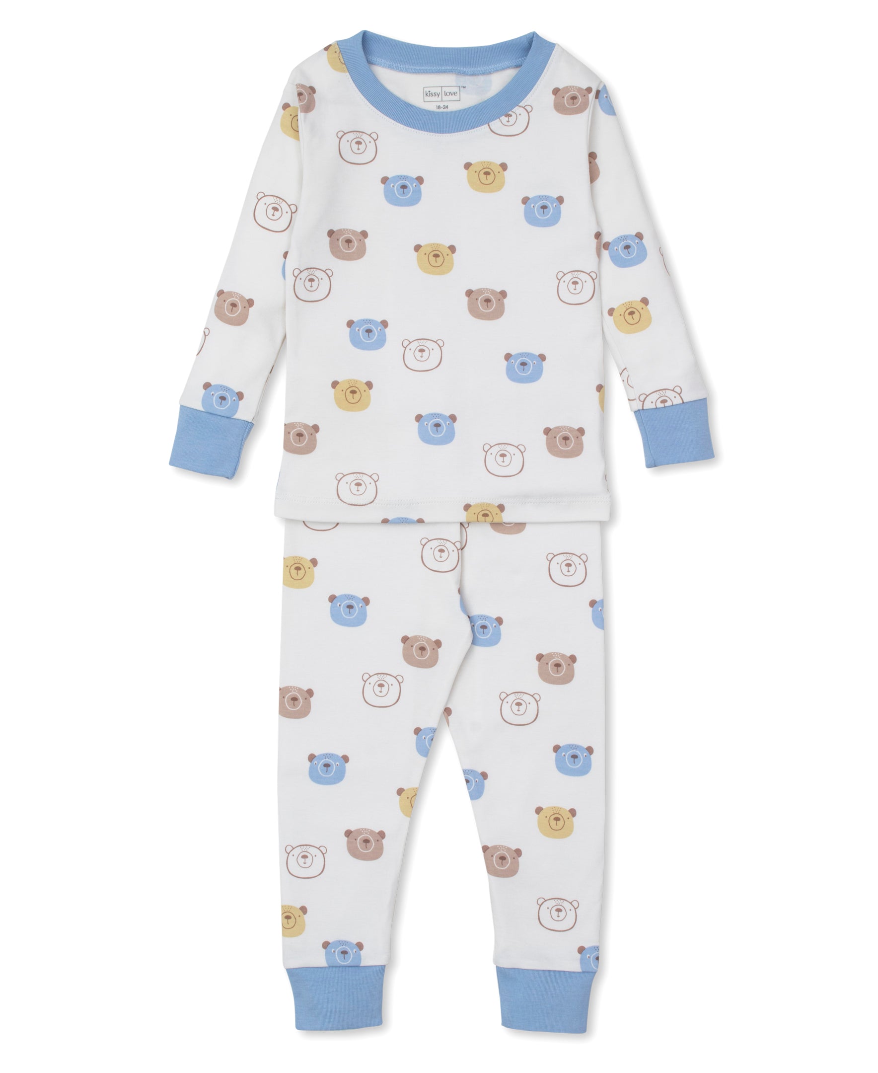 Kissy Love Bear Talk Blue Toddler Pajama Set - Kissy Kissy