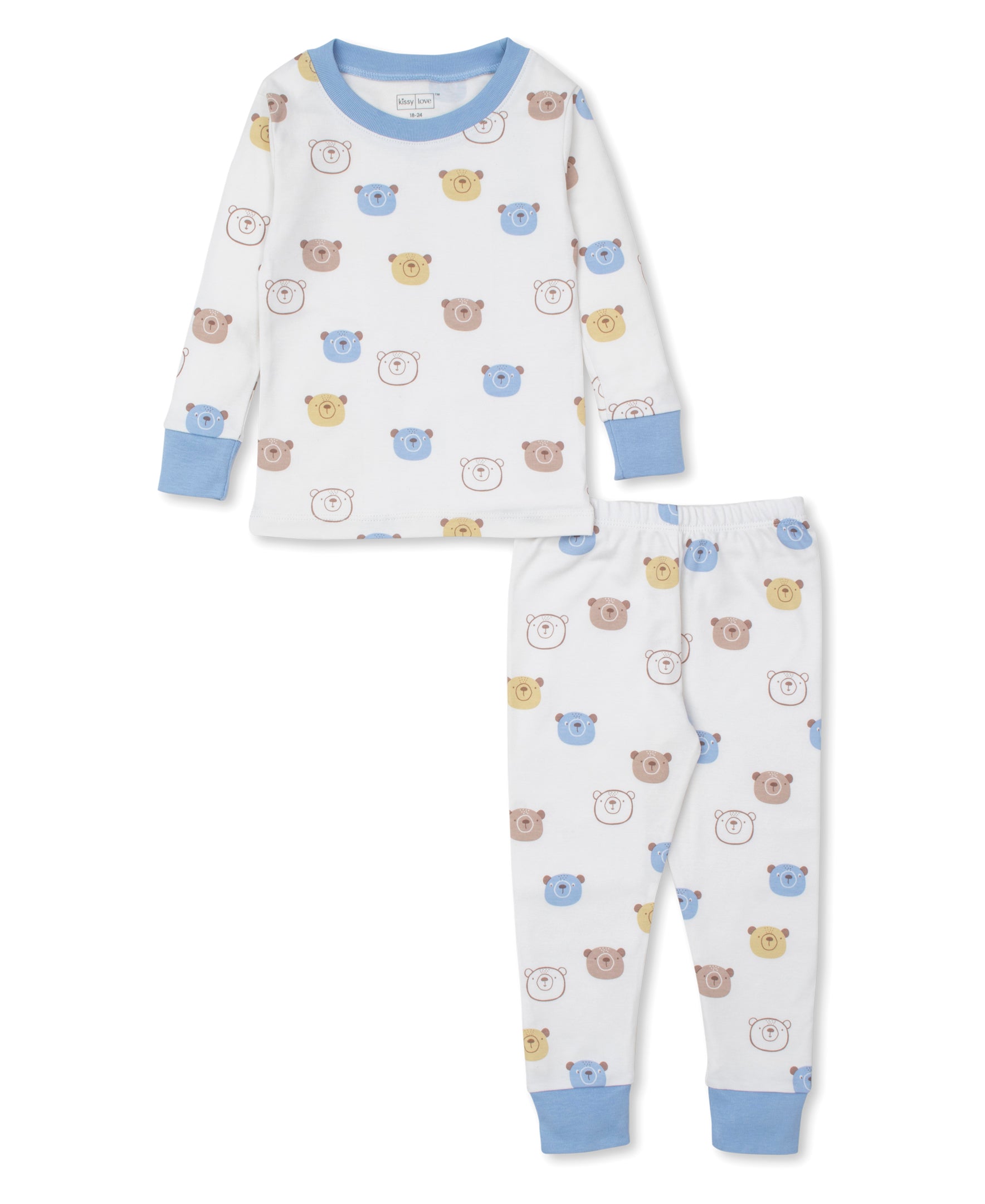 Kissy Love Bear Talk Blue Toddler Pajama Set - Kissy Kissy