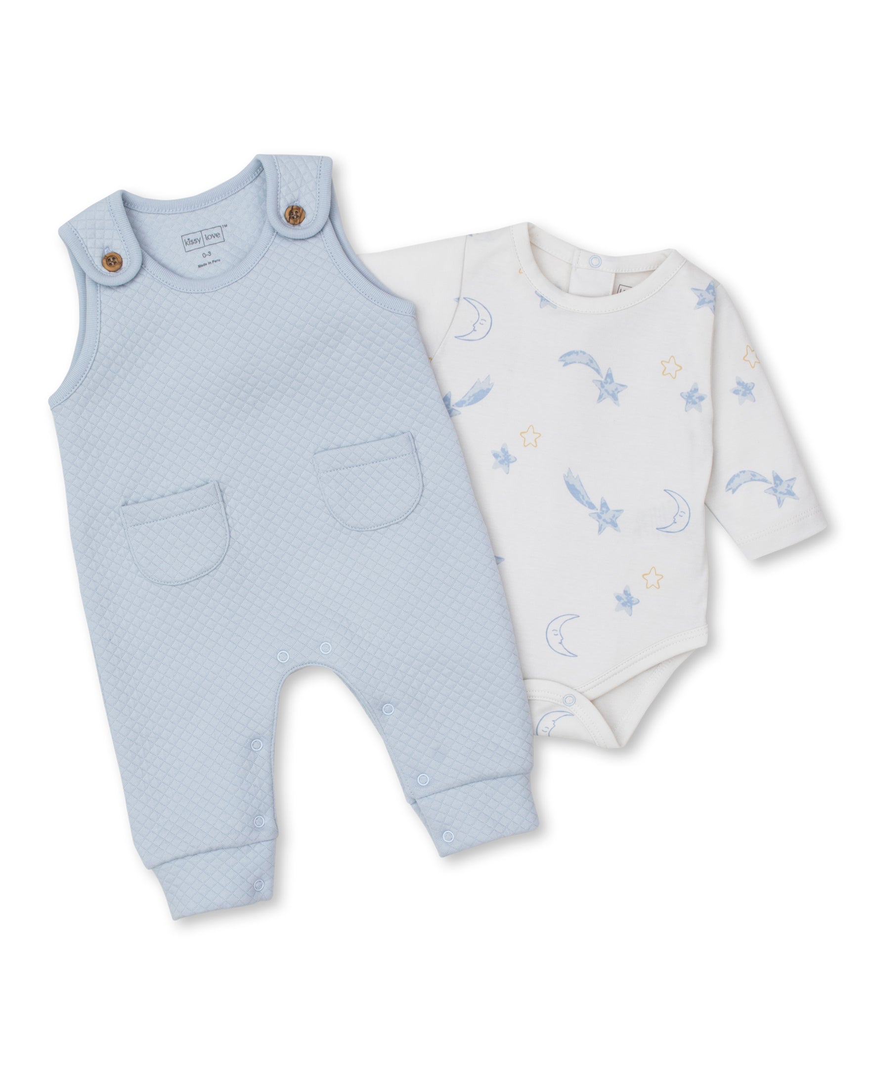 Kissy Love Starry Sky Blue Jacquard Overall Set - Kissy Kissy