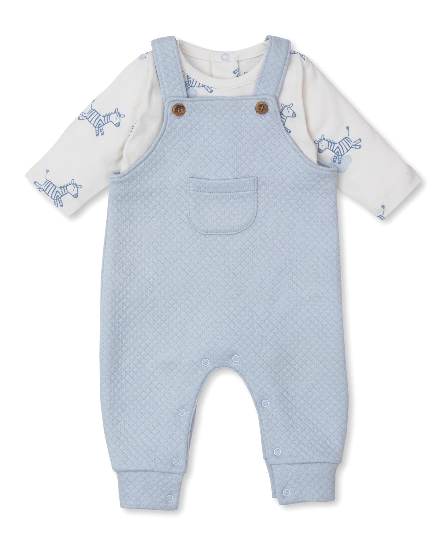 Kissy Love Dreamy Zebras Blue Jacquard Overall Set - Kissy Kissy