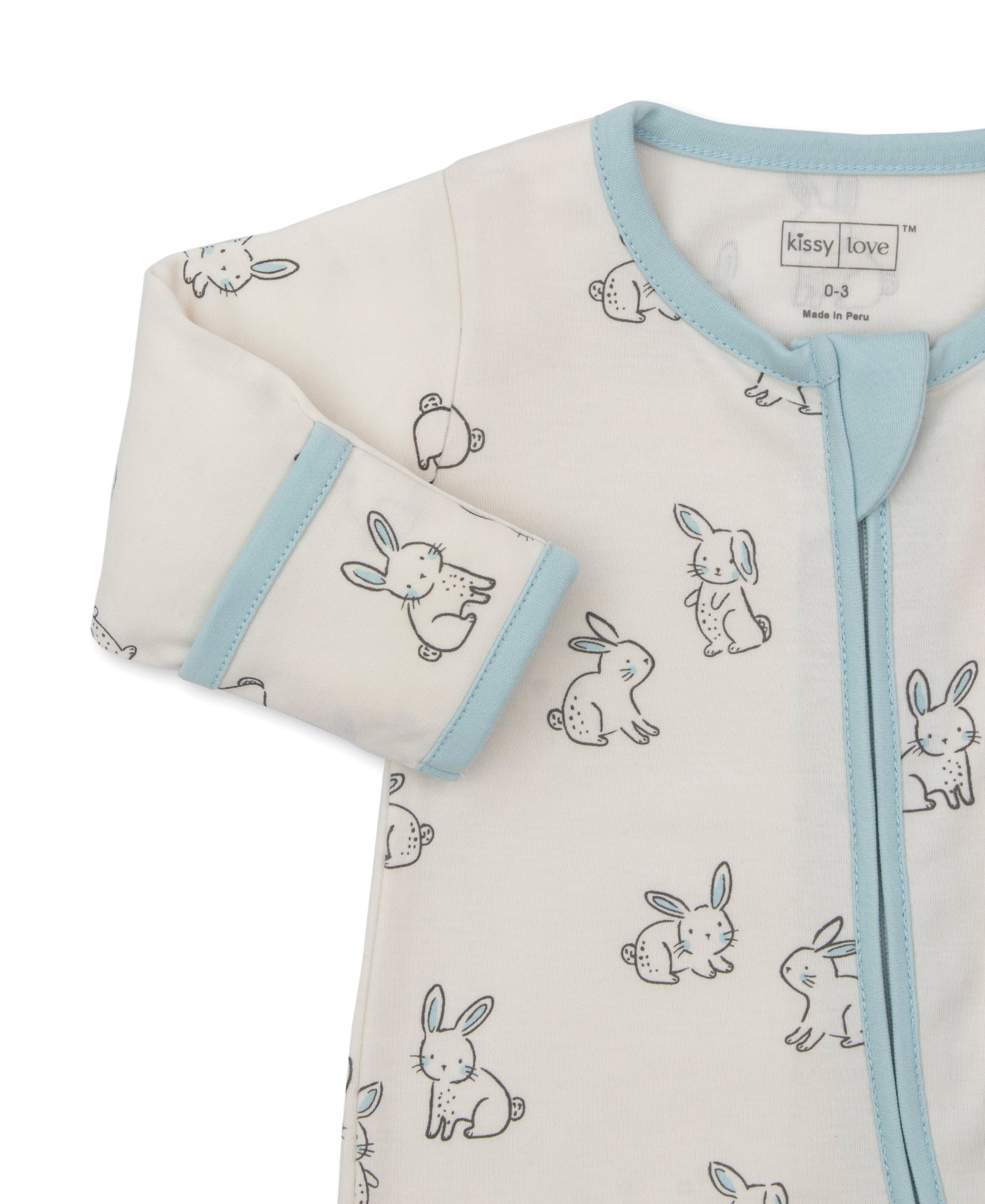 Kissy Love Bunny Buddies Blue Zip Footie - Kissy Kissy