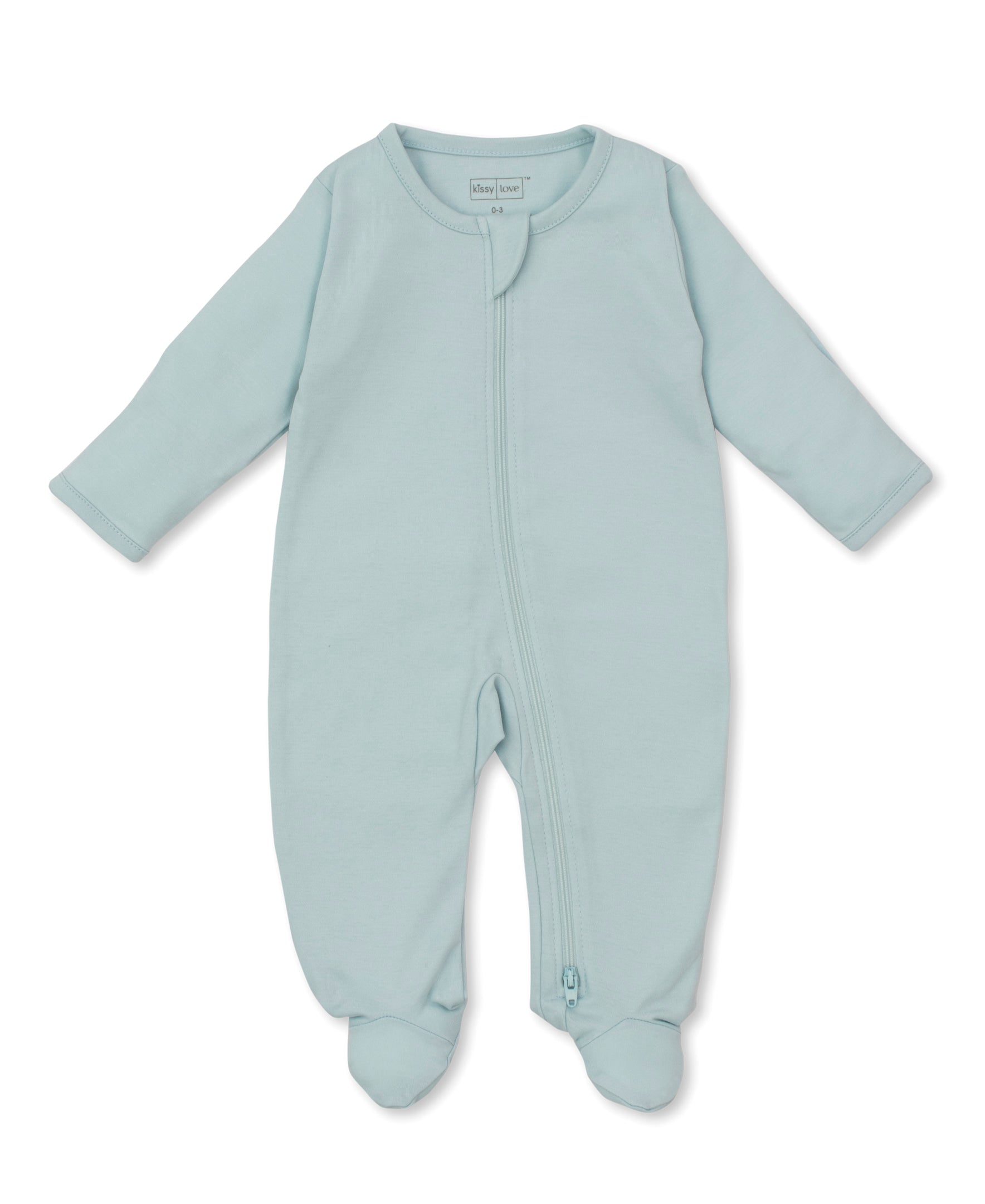 Kissy Love Light Blue Zip Footie - Kissy Kissy