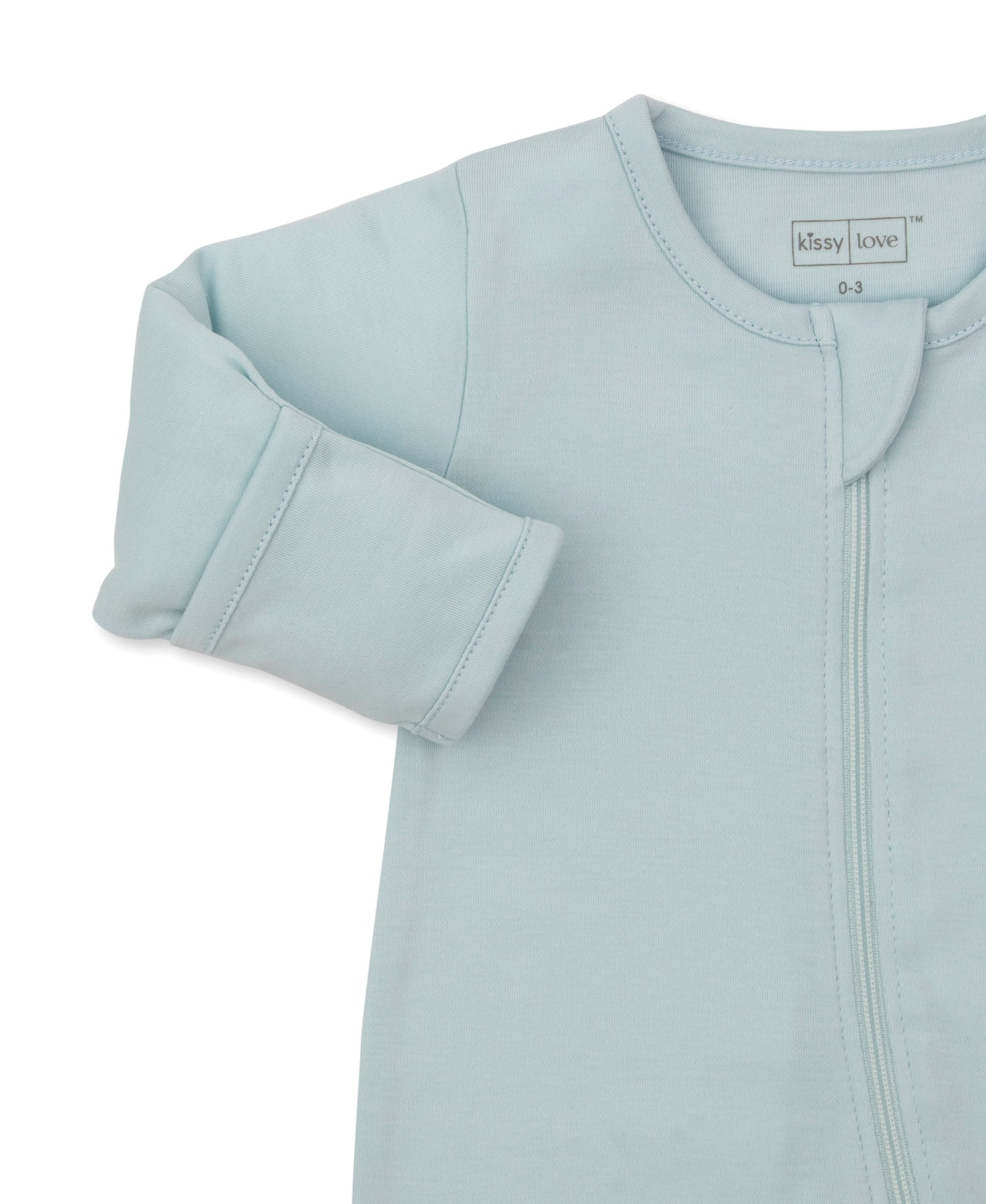 Kissy Love Light Blue Zip Footie - Kissy Kissy