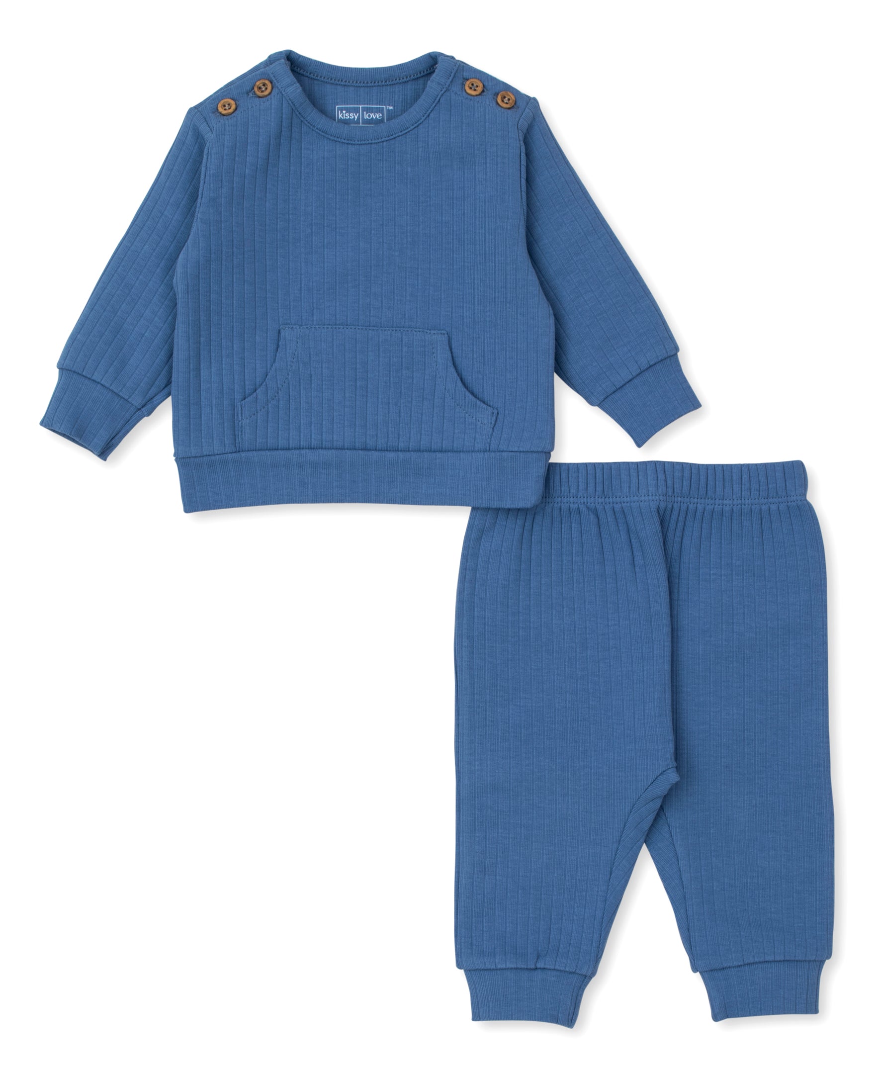 Kissy Love Dark Blue Ribbed Pant Set - Kissy Kissy