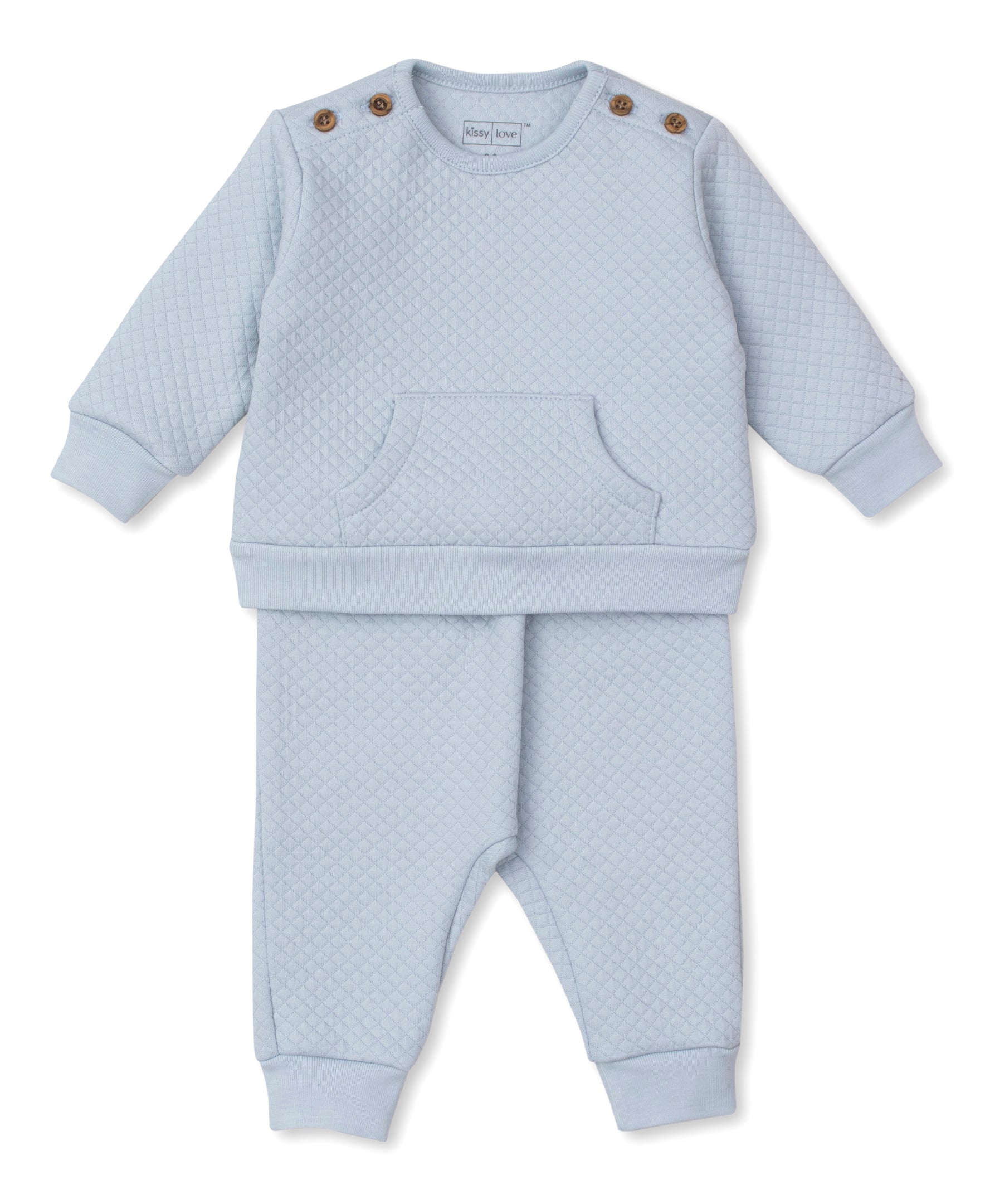 Kissy Love Light Blue Jacquard Pant Set - Kissy Kissy