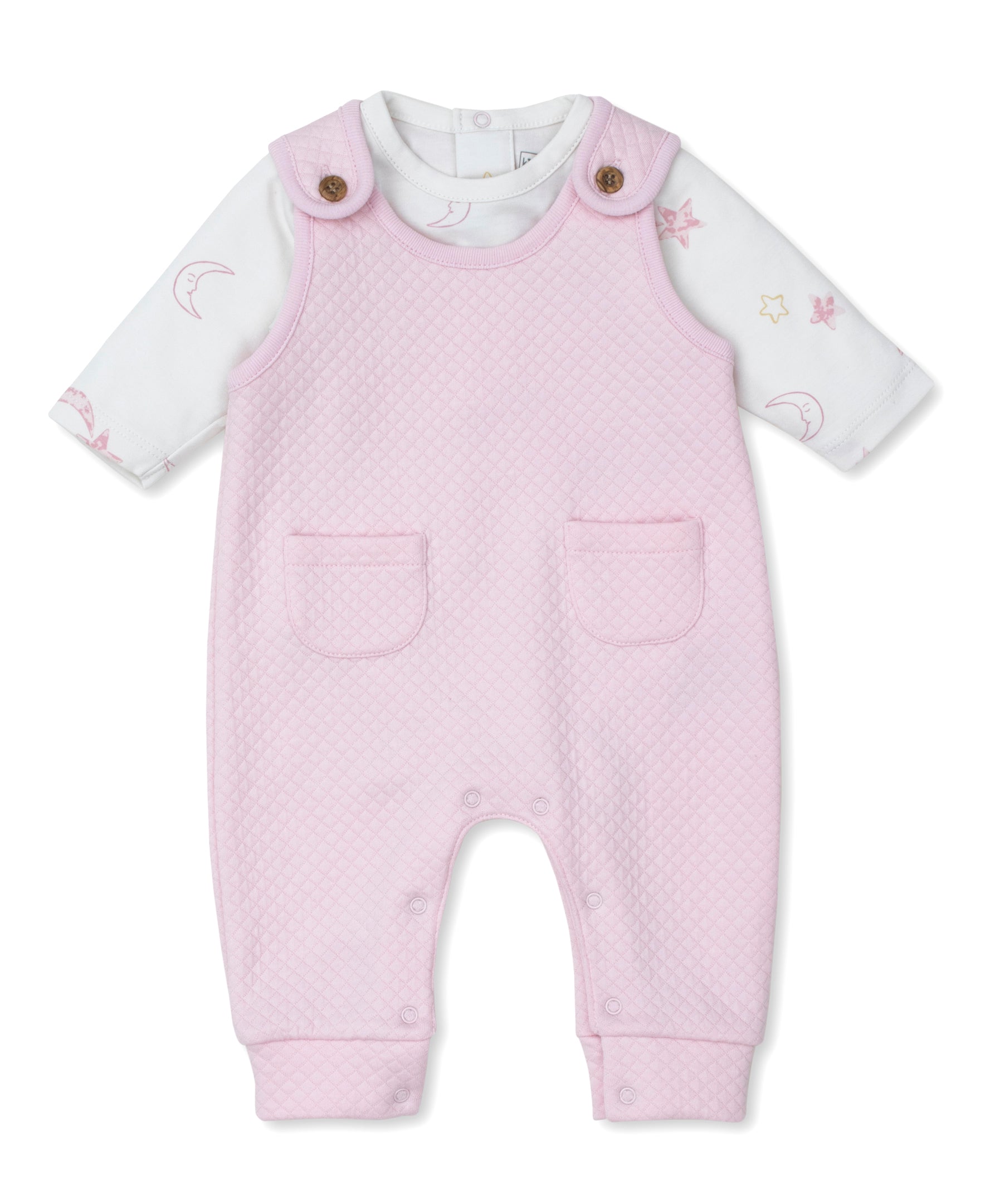 Kissy Love Starry Sky Pink Jacquard Overall Set - Kissy Kissy