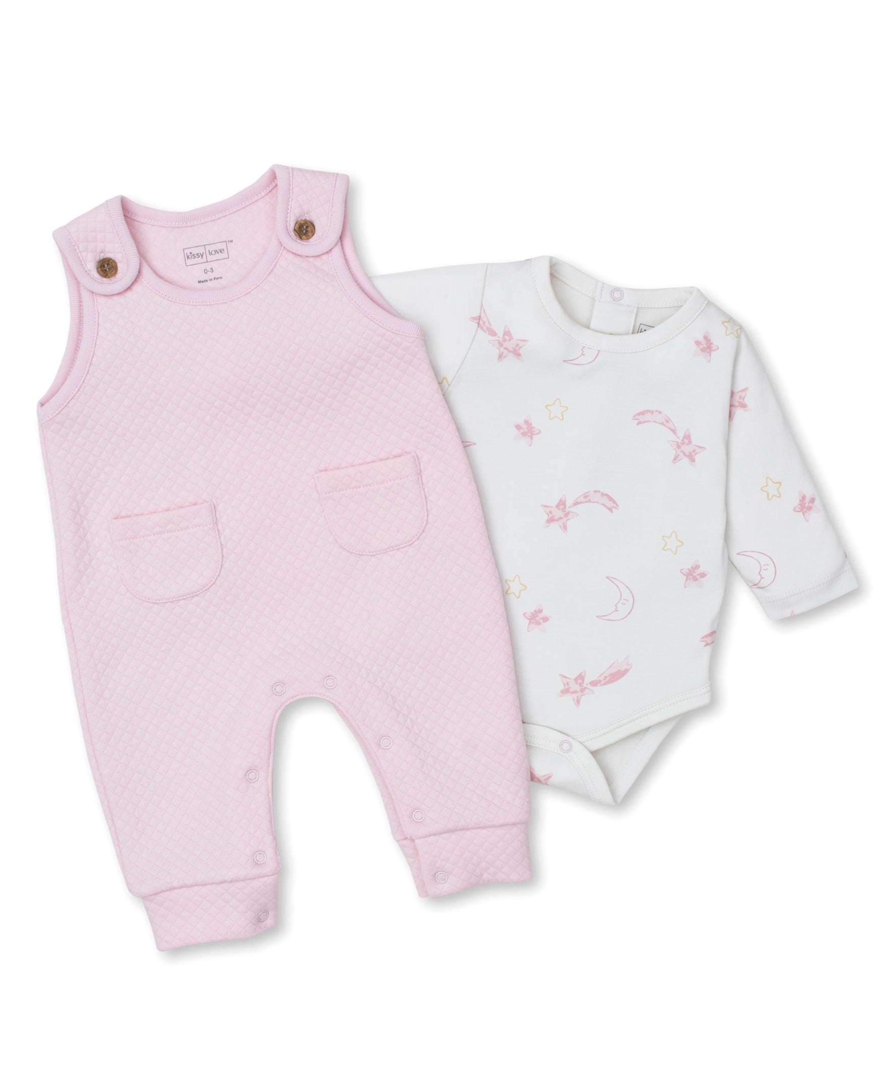 Kissy Love Starry Sky Pink Jacquard Overall Set - Kissy Kissy