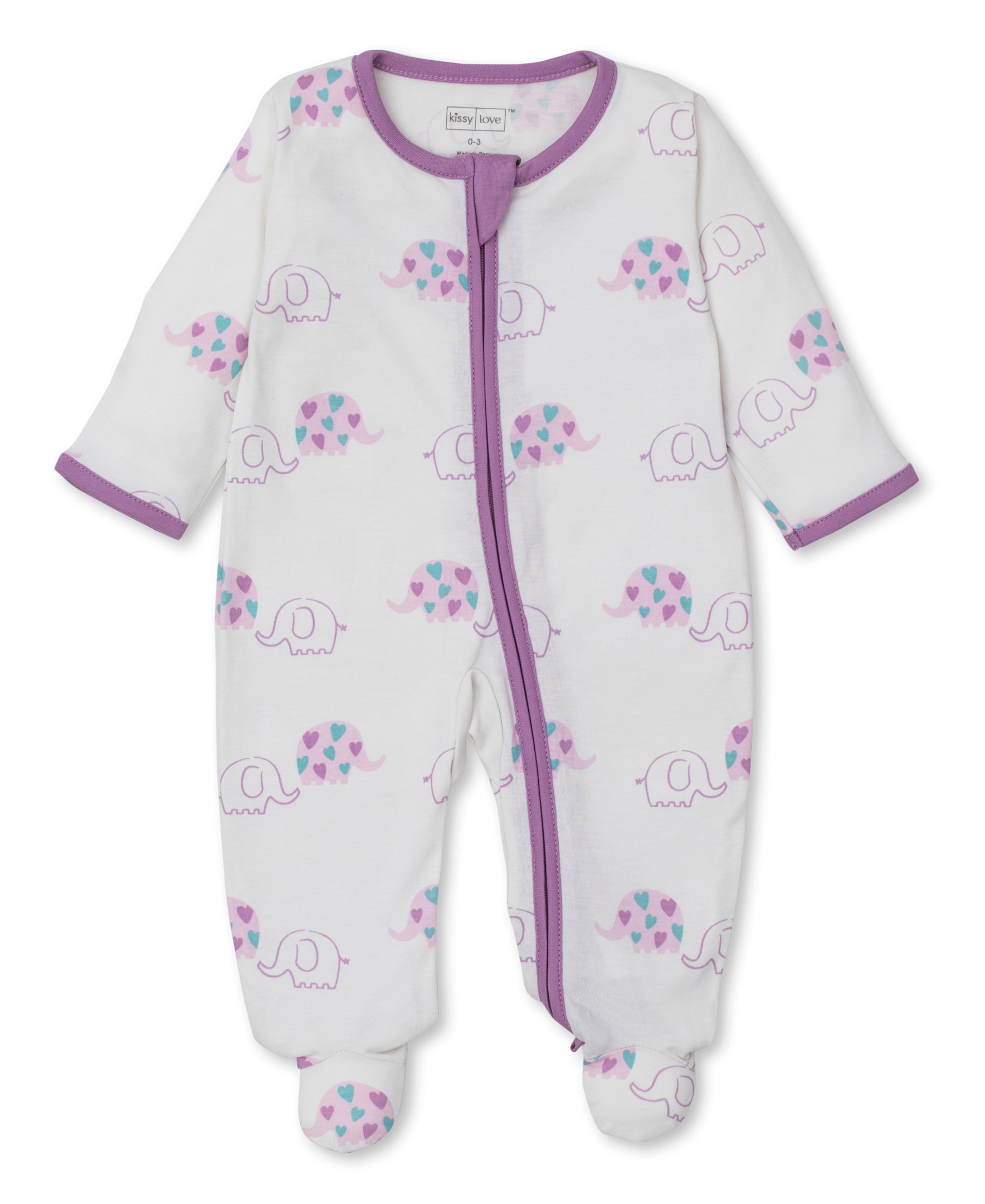 Kissy Love Elephant Love Zip Footie - Kissy Kissy