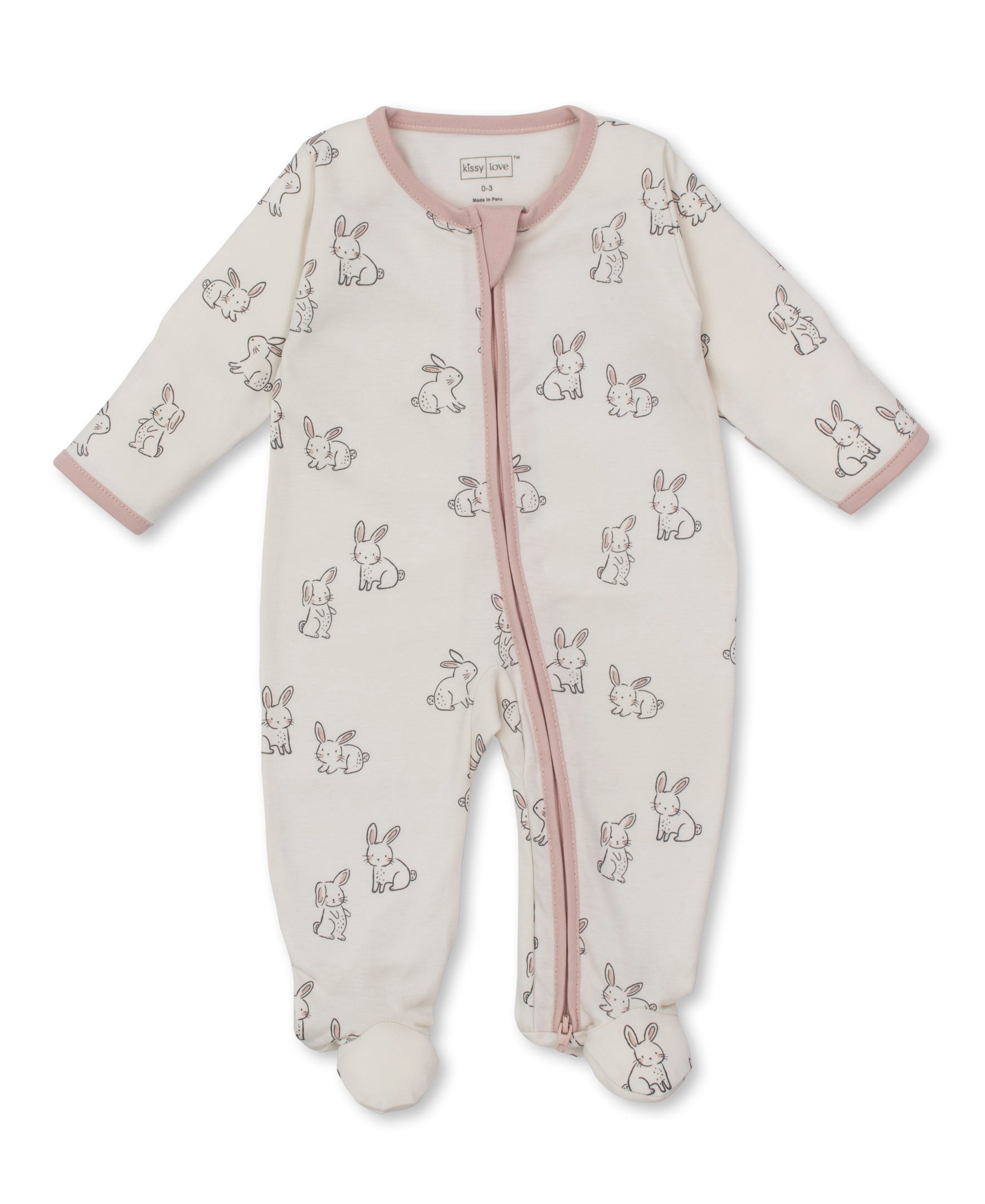 Kissy Love Bunny Buddies Pink Zip Footie - Kissy Kissy