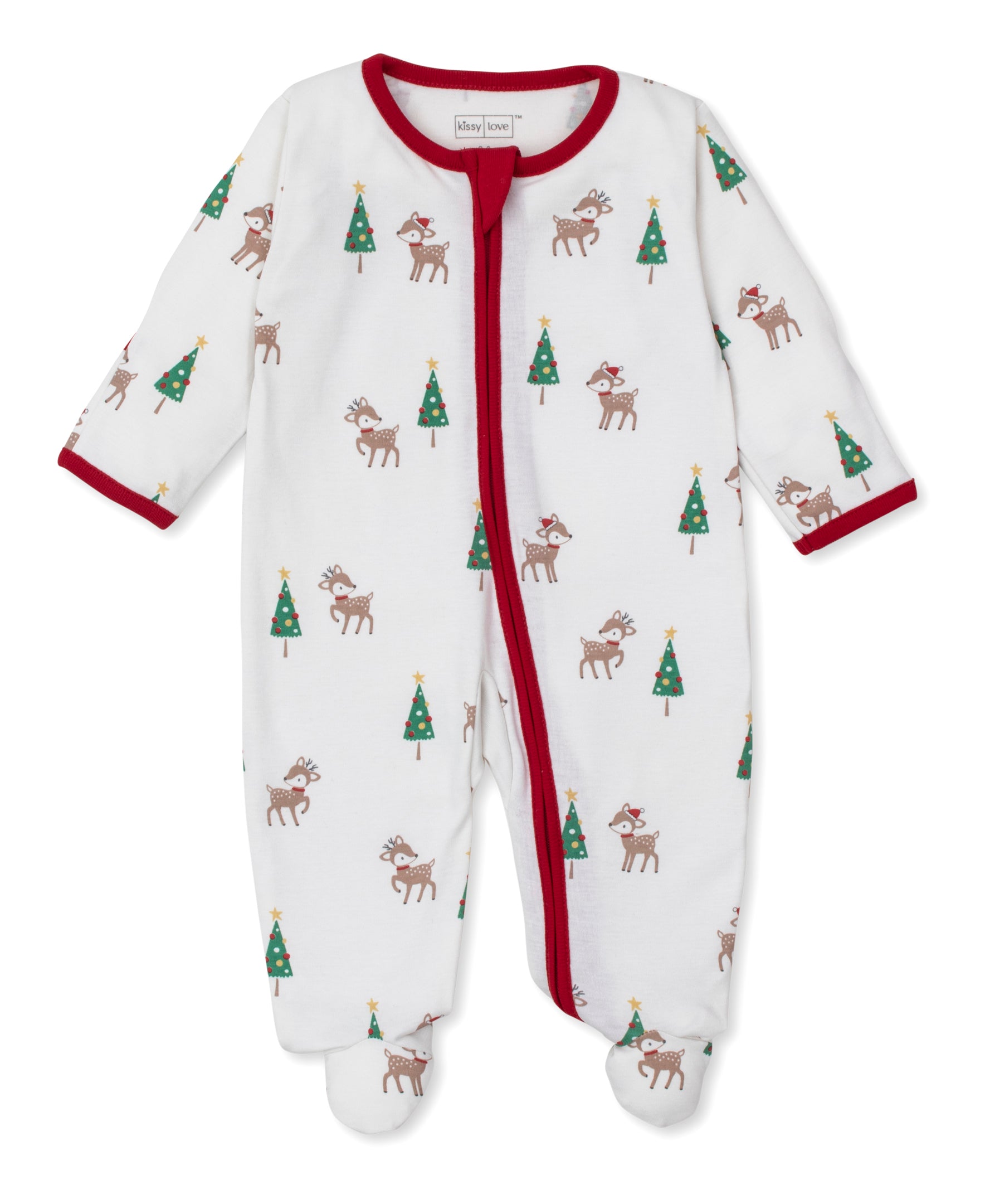 Kissy Love Christmas Deer Cheer Zip Footie - Kissy Kissy