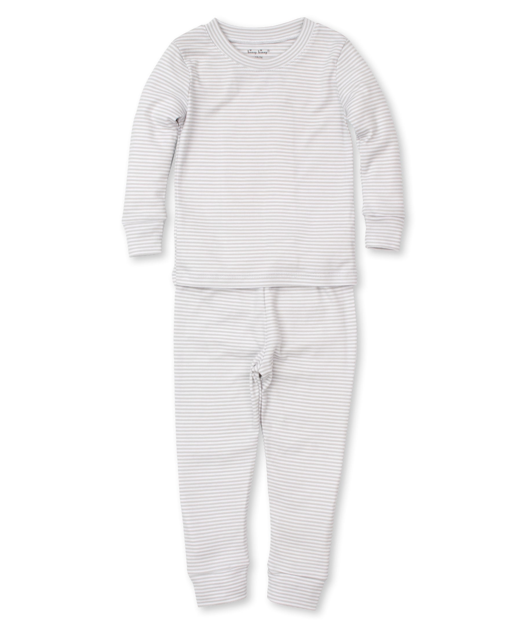 Simple Stripes Silver Toddler Pajama Set - Kissy Kissy