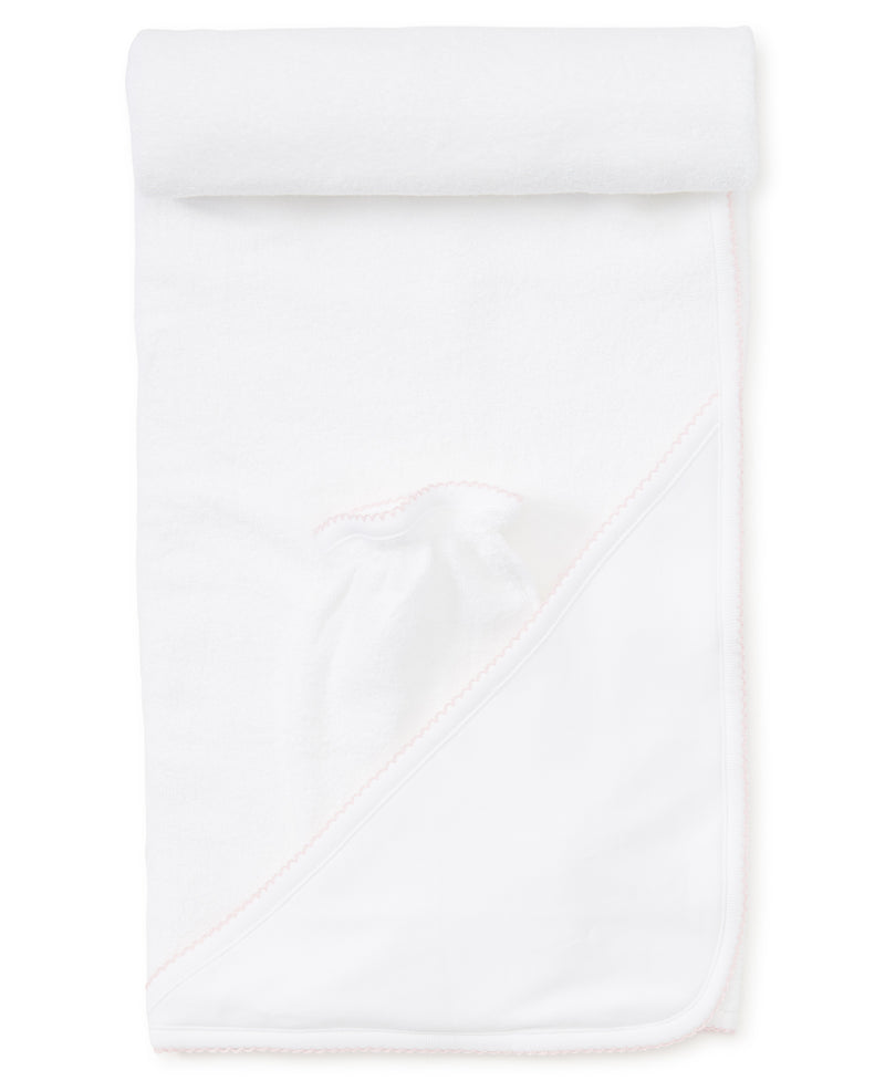 White/Pink Kissy Basics Hooded Towel & Mitt Set - Kissy Kissy