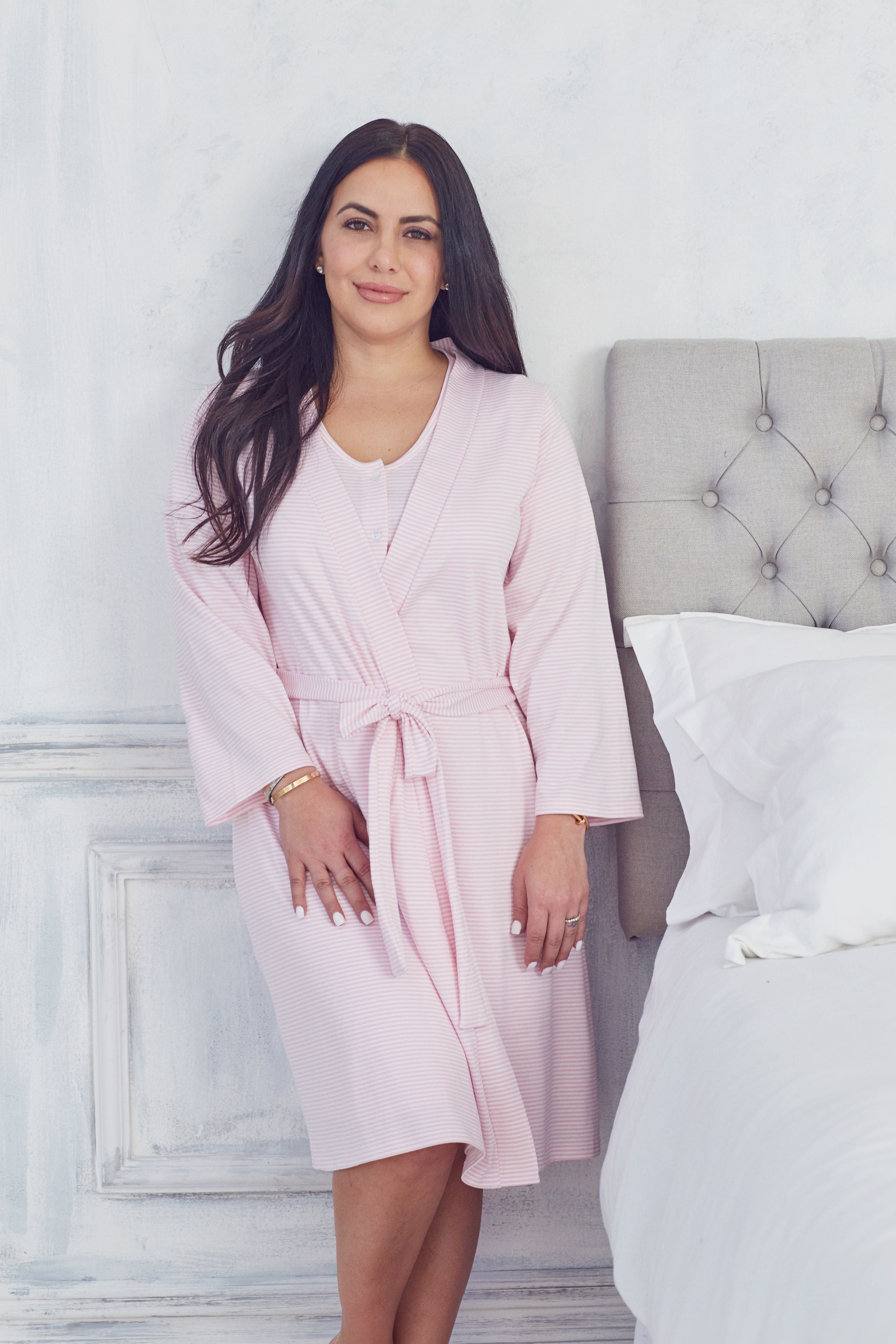 Simple Stripes Pink Adult Robe