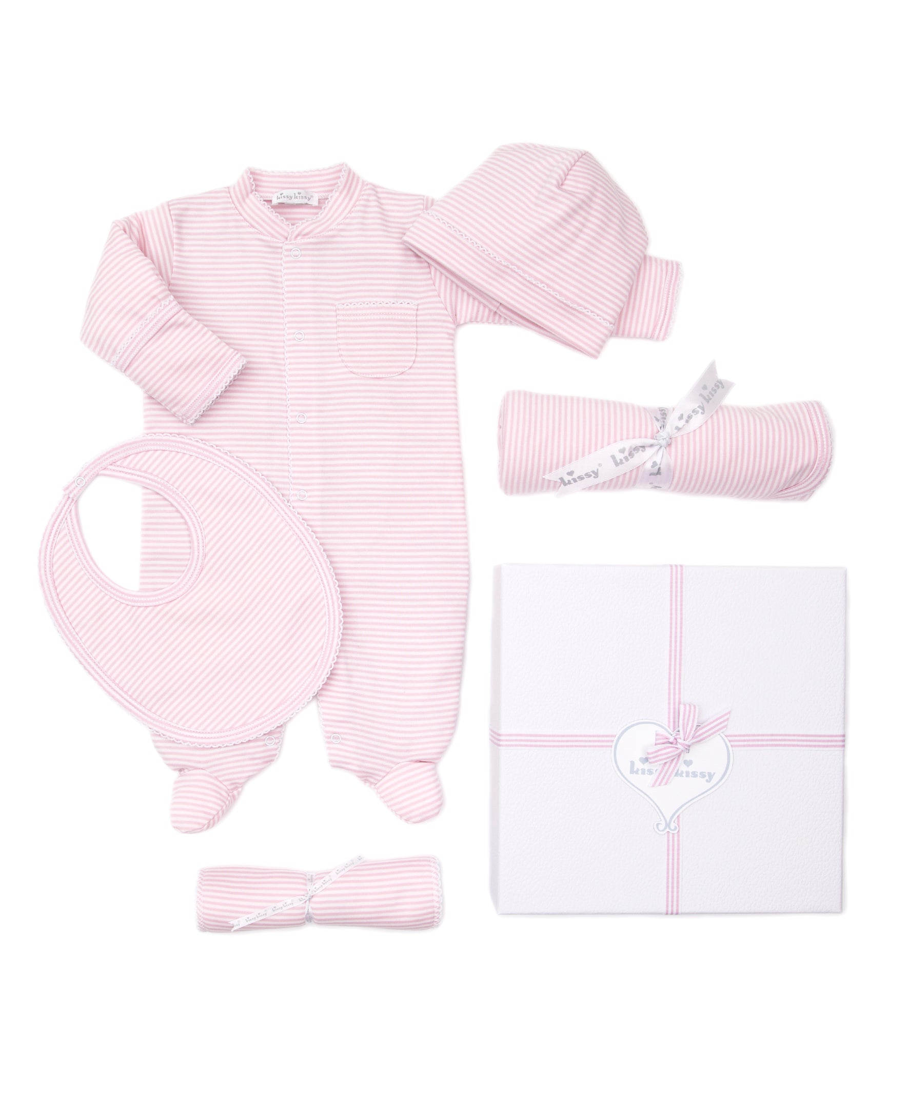 Simple Stripes Pink 5PC Gift Set w/ Gift Box - Kissy Kissy
