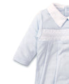 Hand Smocked CLB Charmed Blue Footie with Collar - Kissy Kissy
