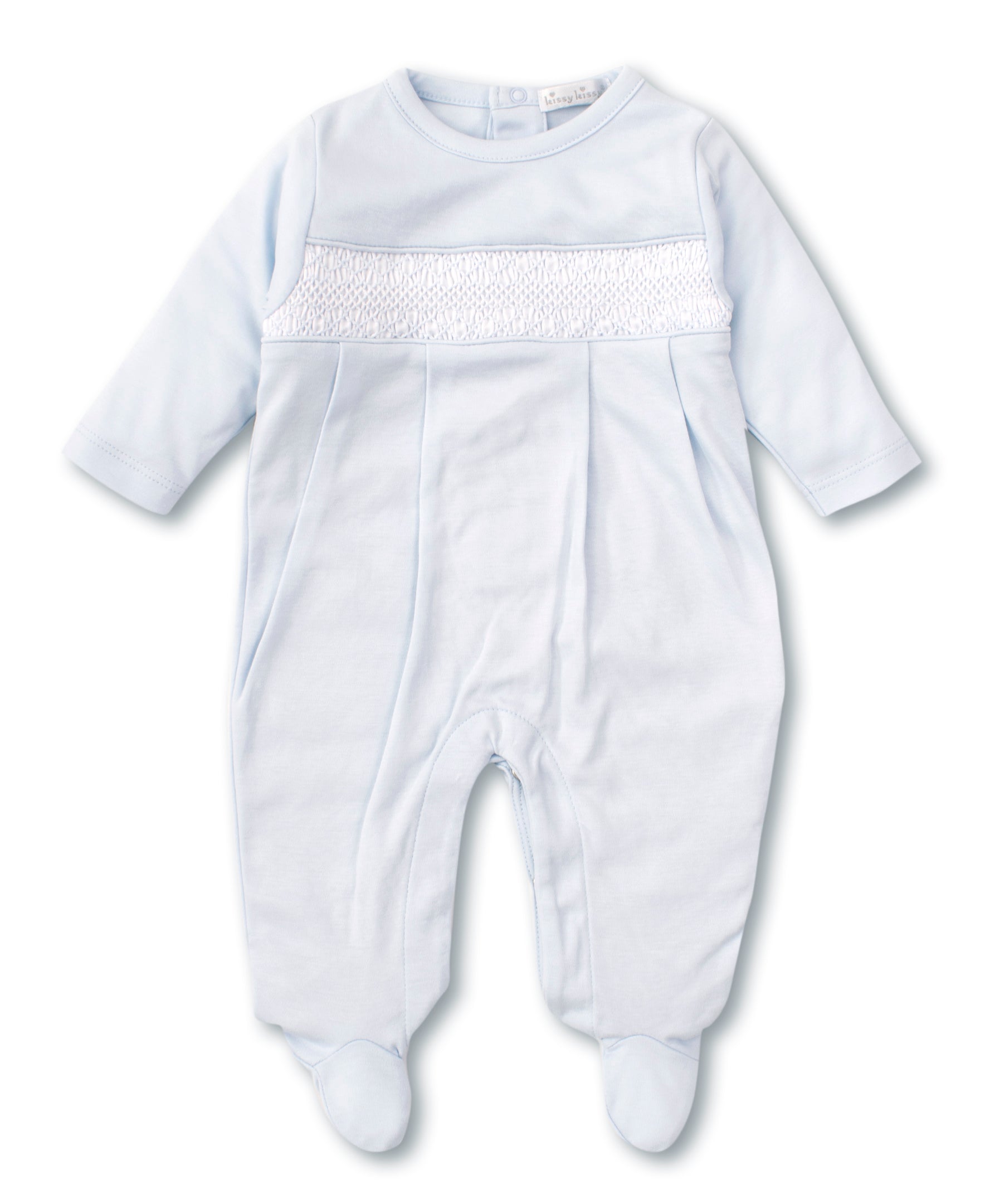 Hand Smocked CLB Charmed Blue Footie - Kissy Kissy