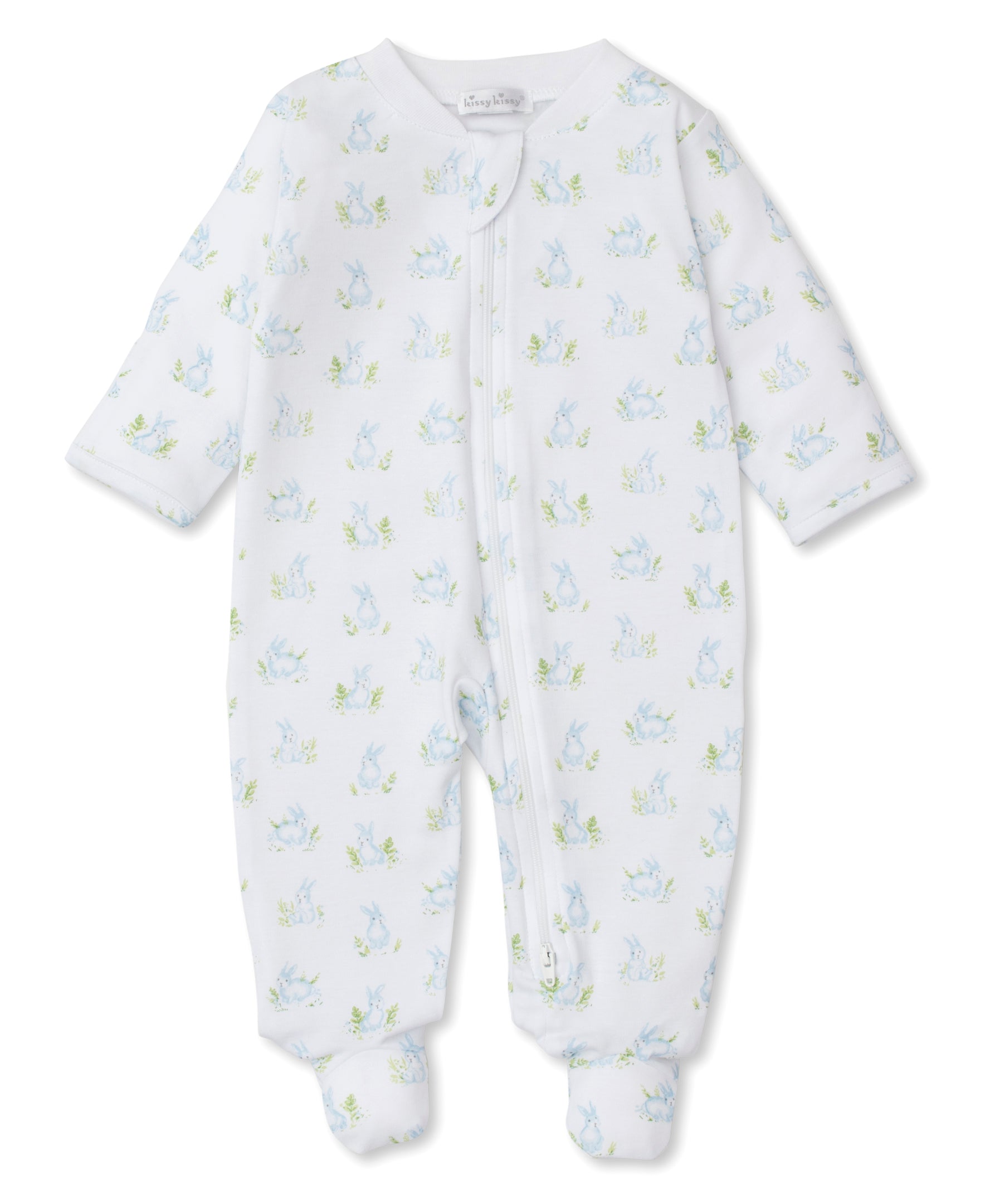Cottontail Hollows Blue Zip Footie - Kissy Kissy