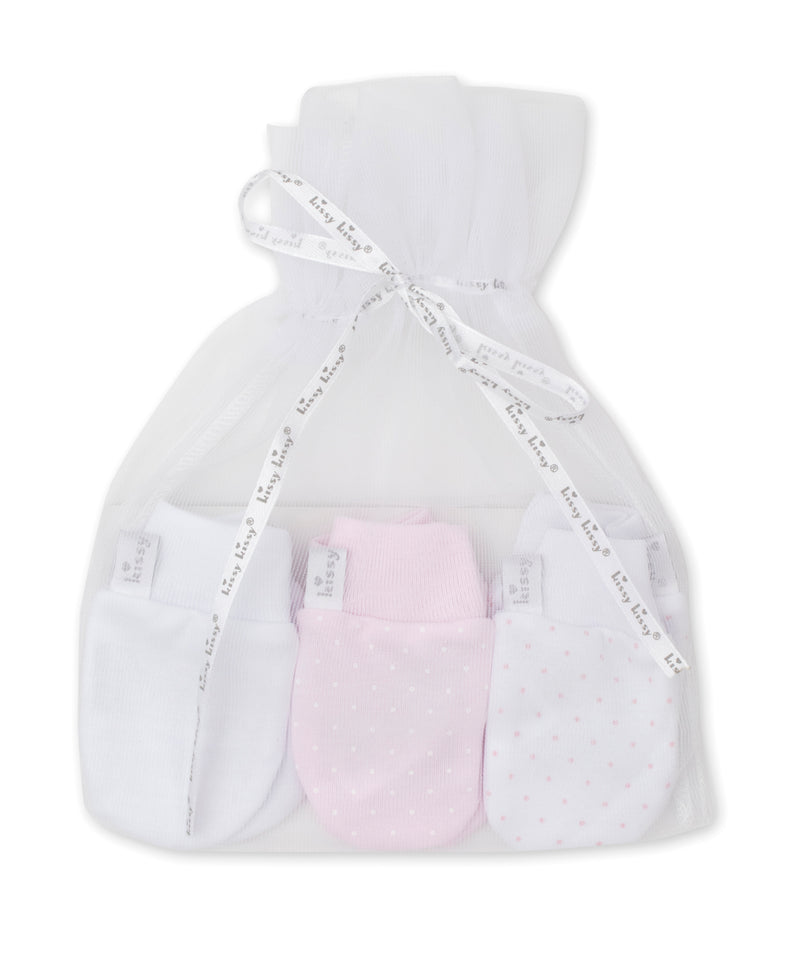 Pink Dot 3 Pack Mitts Set w/ Tulle Bag - Kissy Kissy