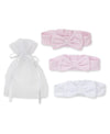 Pink Stripe 3 Pack Headband Set w/ Tulle Bag - Kissy Kissy