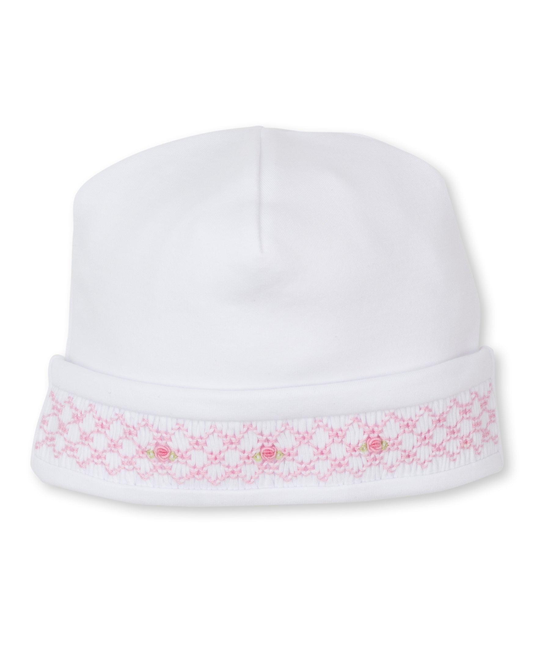 CLB Fall 23 White/Pink Hand Smocked Hat - Kissy Kissy
