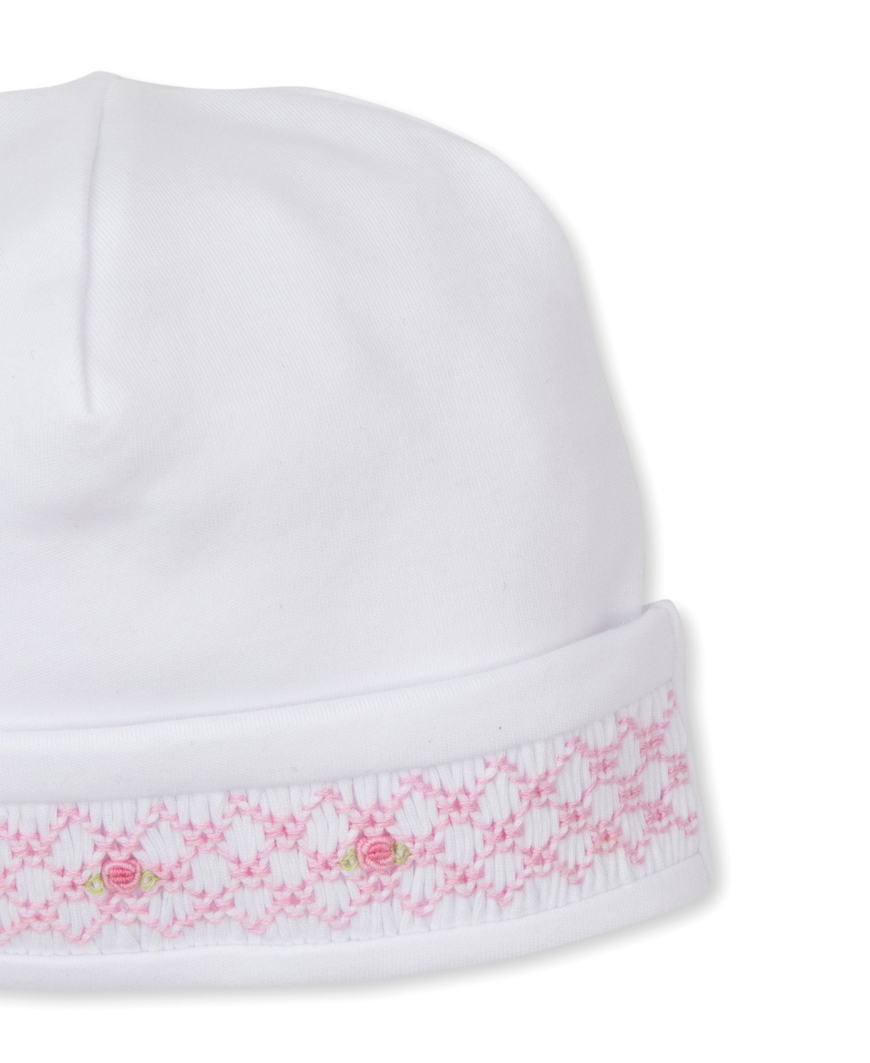 CLB Fall 23 White/Pink Hand Smocked Hat - Kissy Kissy