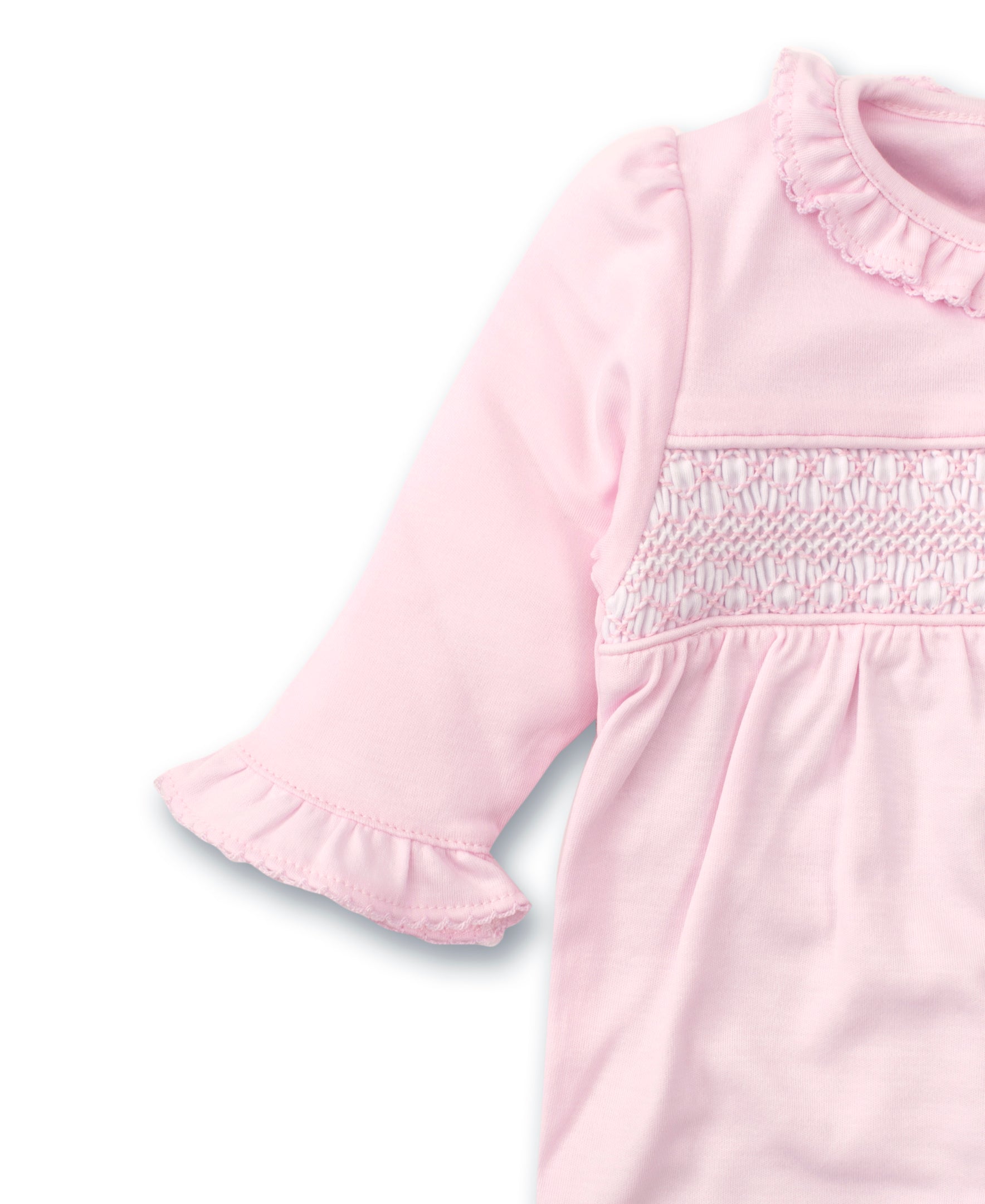 Hand Smocked CLB Charmed Pink Footie - Kissy Kissy