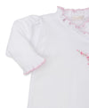 Premier Delicate Blossoms White/Pink Hand Emb. Footie - Kissy Kissy