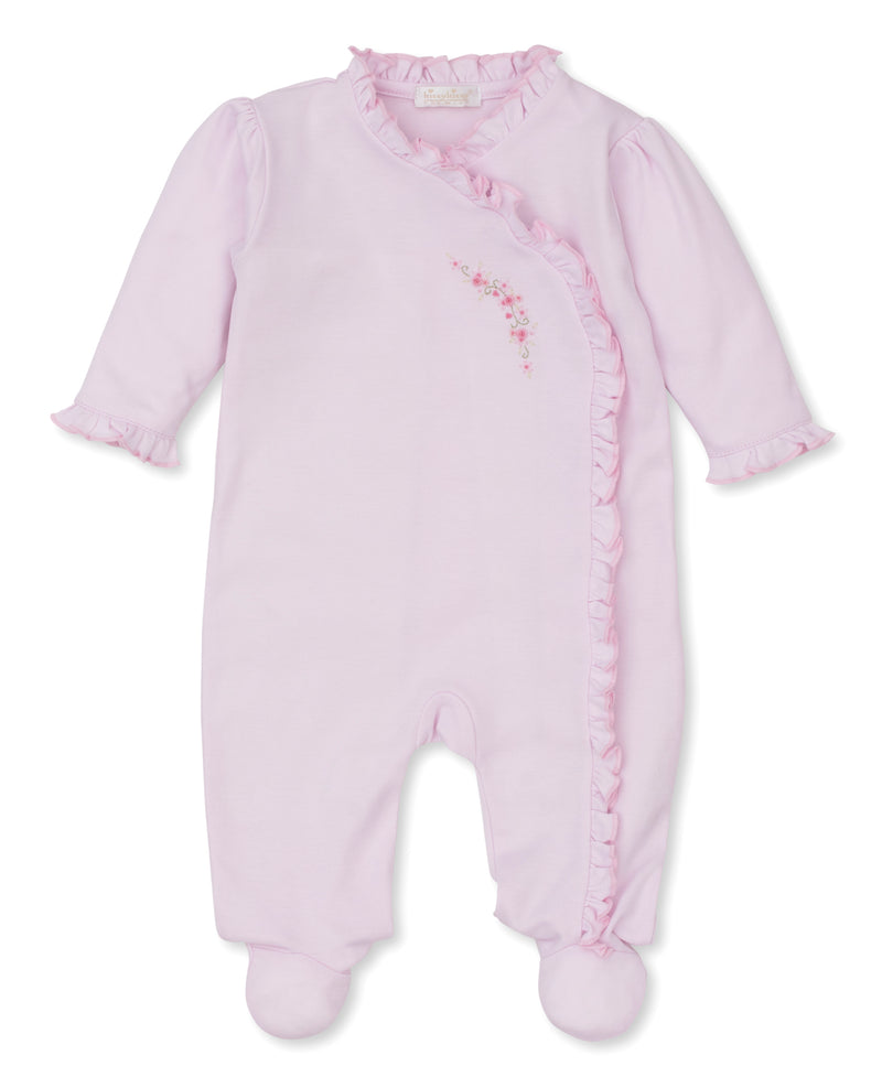 Premier Delicate Blossoms White/Pink Hand Emb. Footie - Kissy Kissy