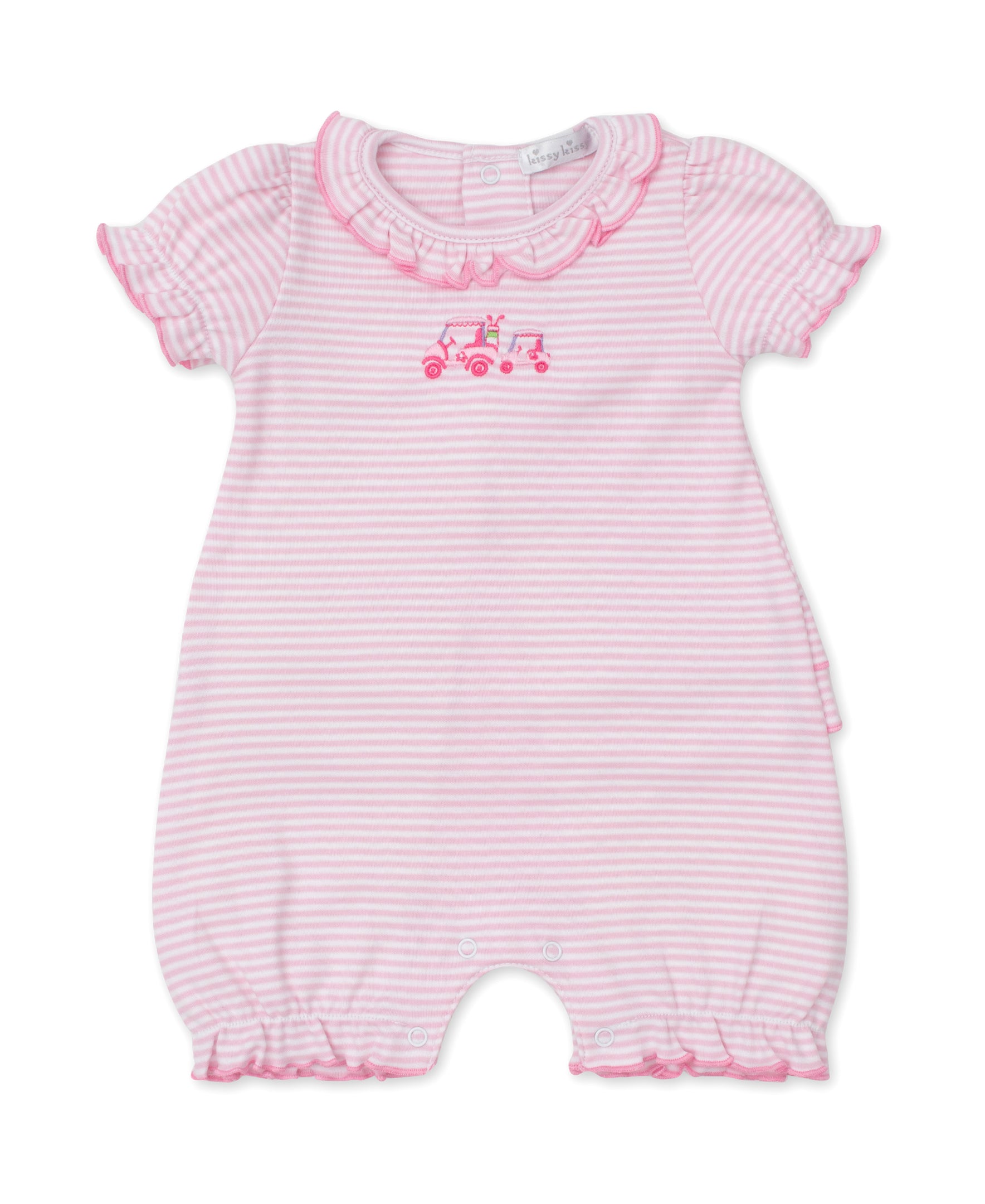 Hole In One Pink Stripe Short Playsuit - Kissy Kissy