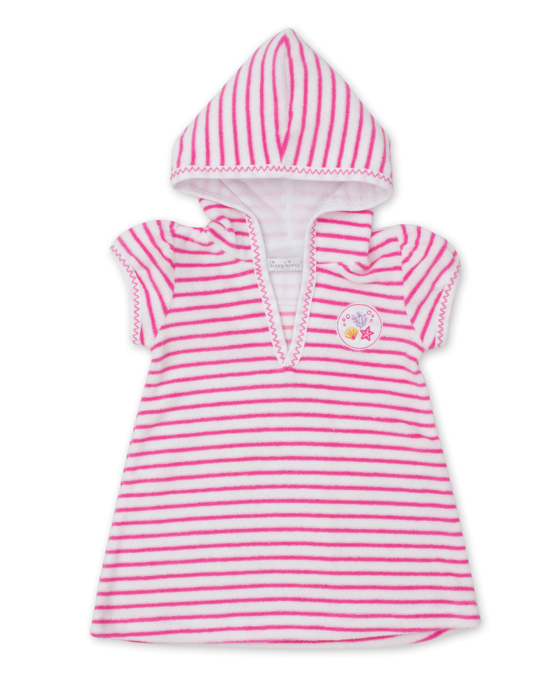 Mermaids Under The Sea Stripe Terry Cover Up (0-3M) - Kissy Kissy