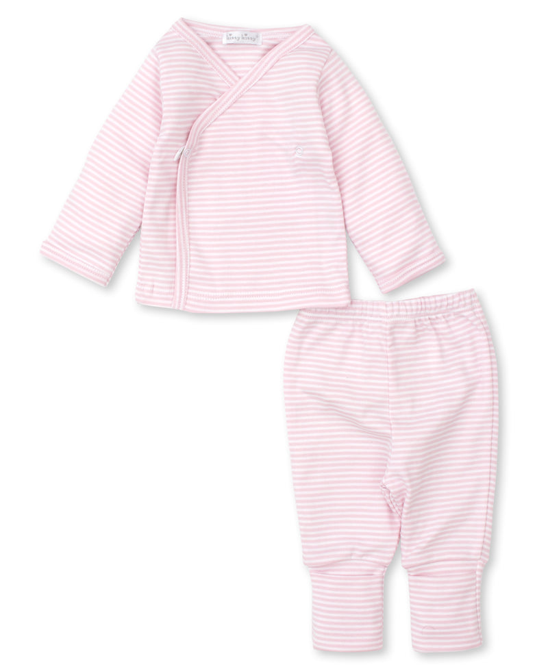 Classic Rib Pink Stripe Footed Pant Set - Kissy Kissy