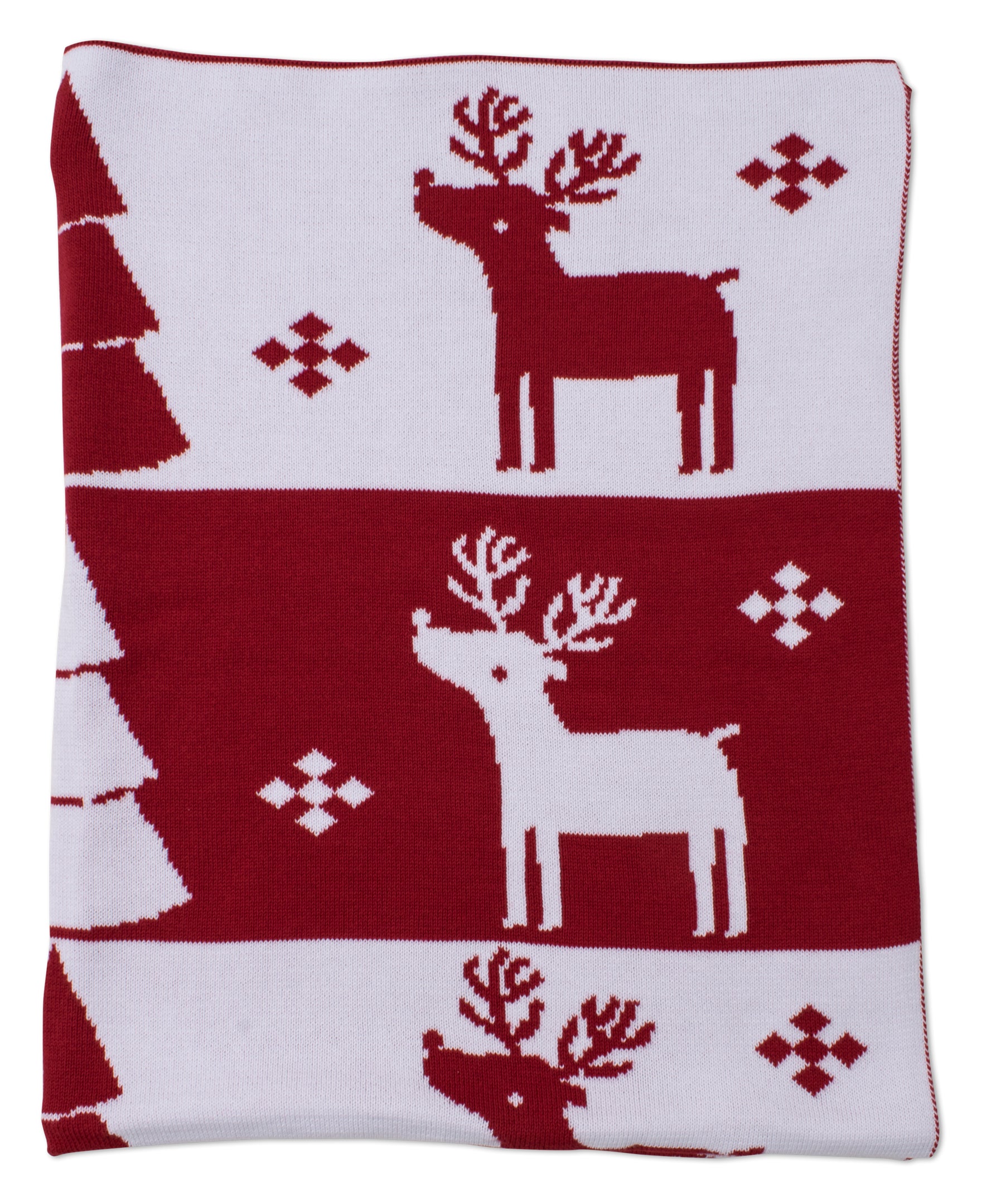Red Reindeer Knit Novelty Blanket - Kissy Kissy