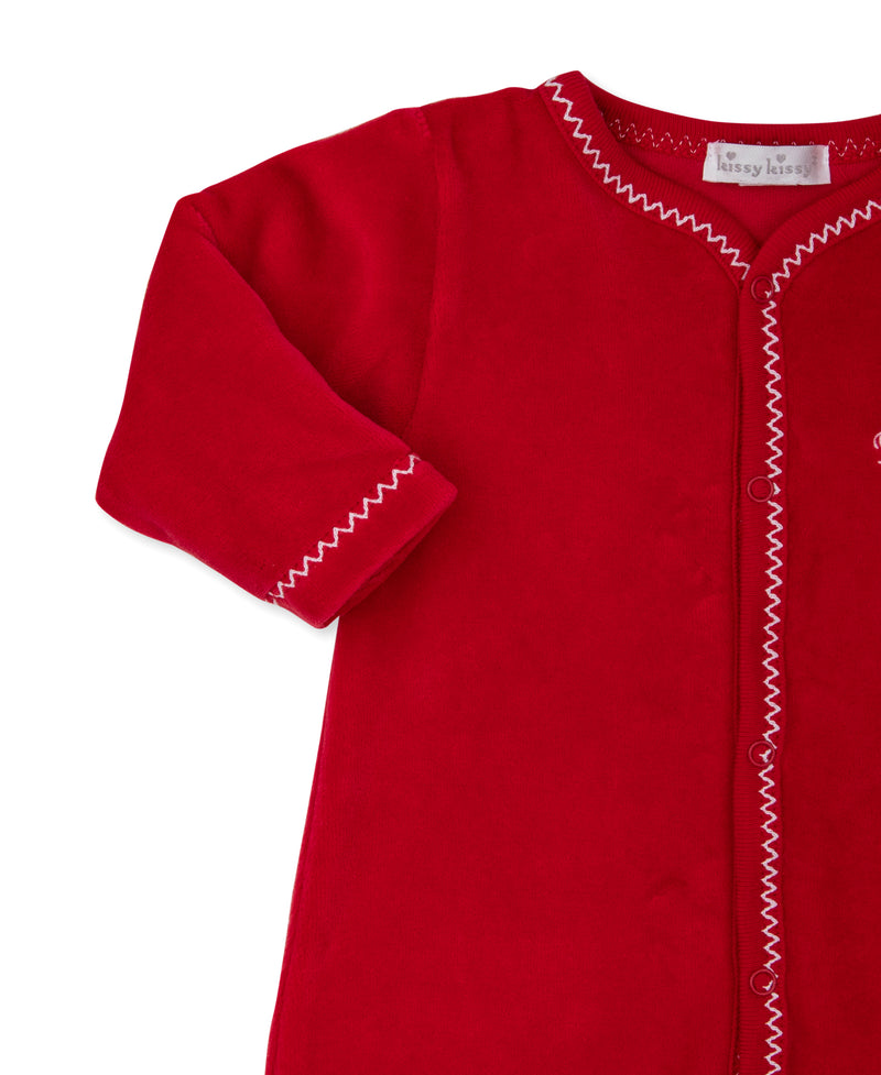 Baby's First Christmas 23 Red Velour Footie - Kissy Kissy