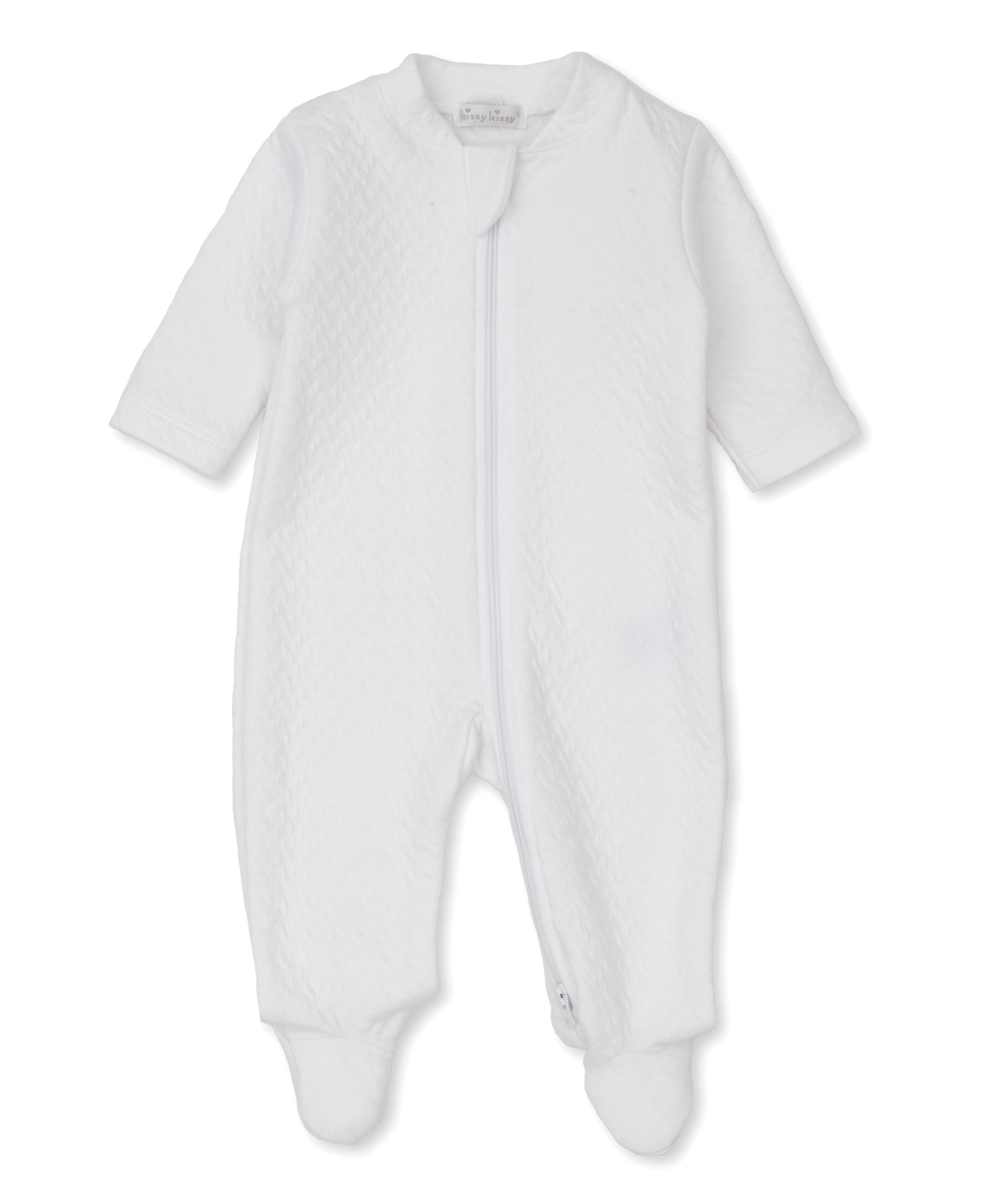 Classic Jacquards White Zip Footie - Kissy Kissy